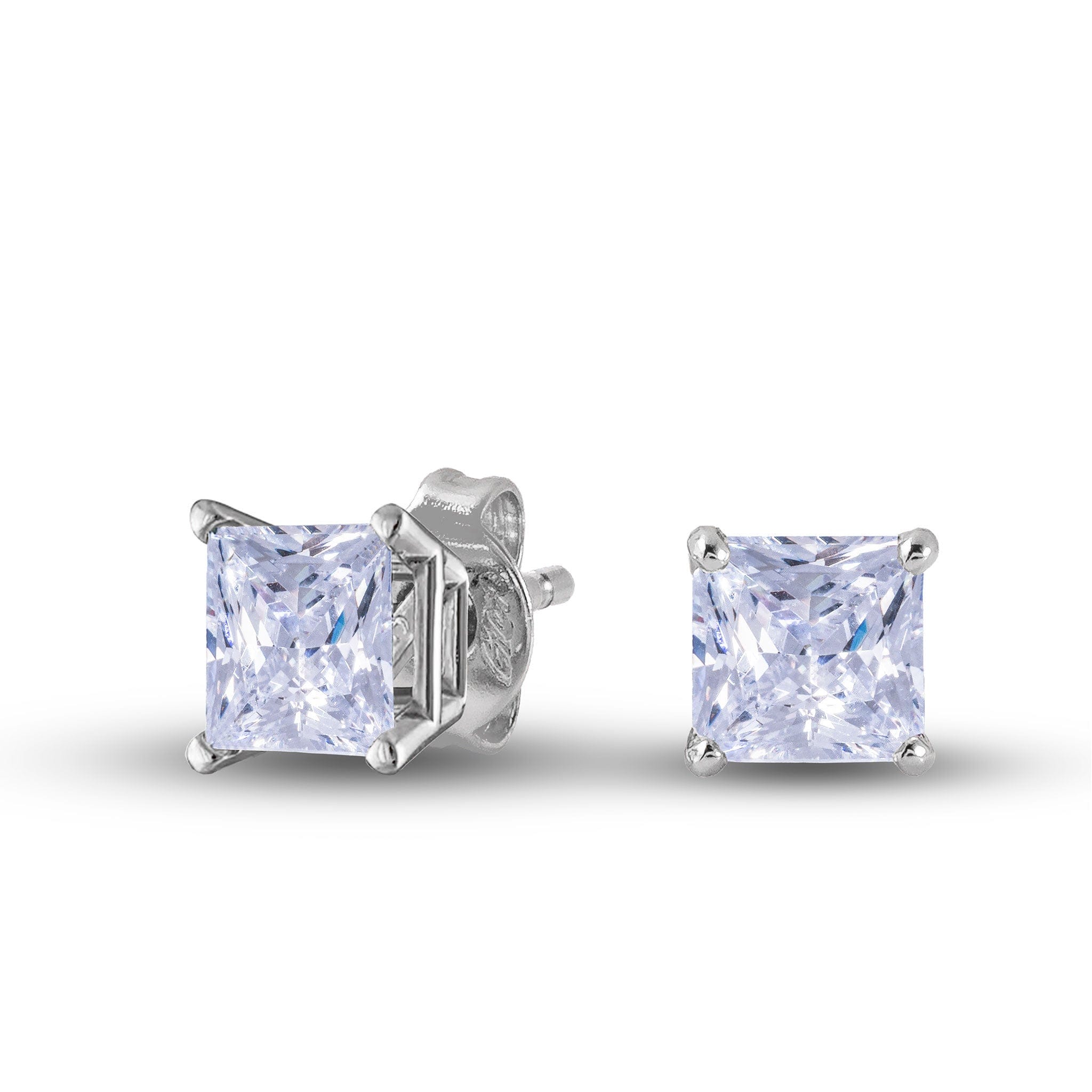 GLD Women Square Cut Lab Grown Diamond Stud Earrings in Solid White Gold