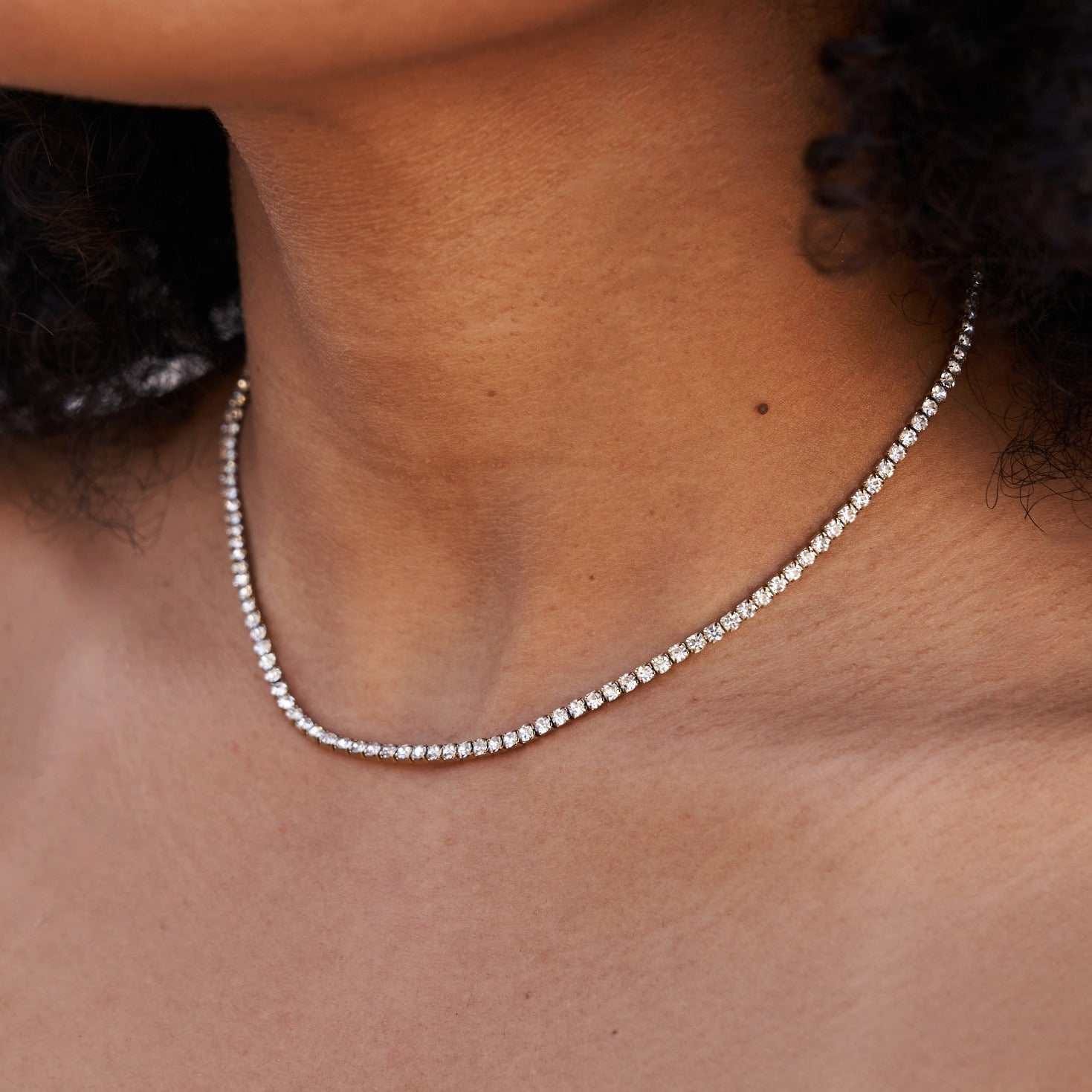 GLD Women Micro Tennis Necklace in Yellow Gold