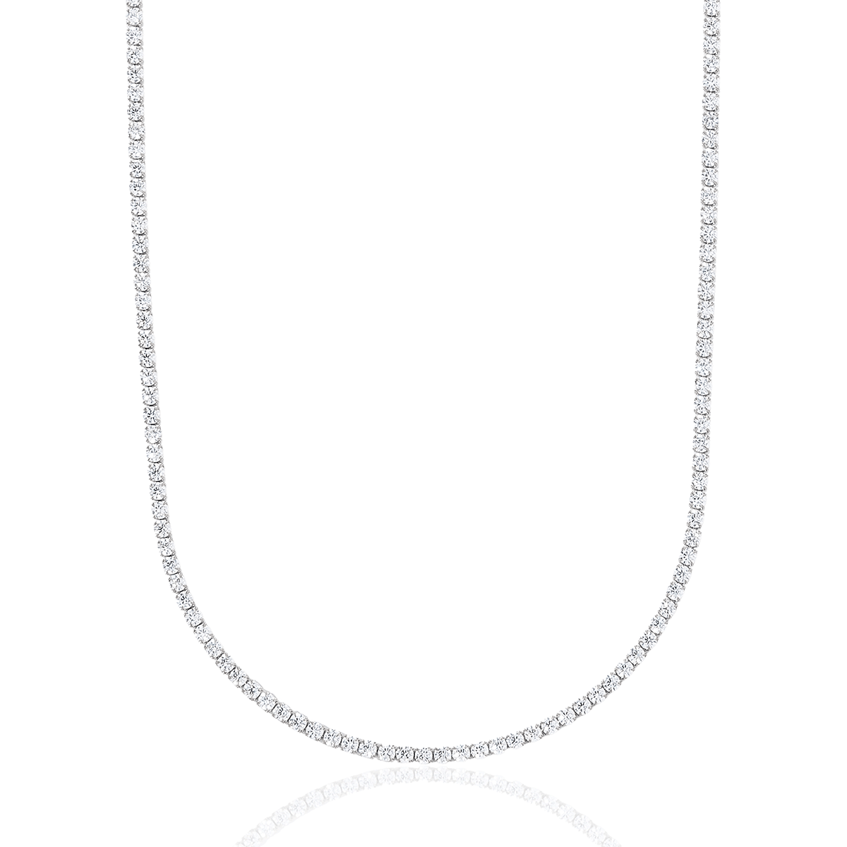 GLD Women Micro Tennis Necklace in White Gold