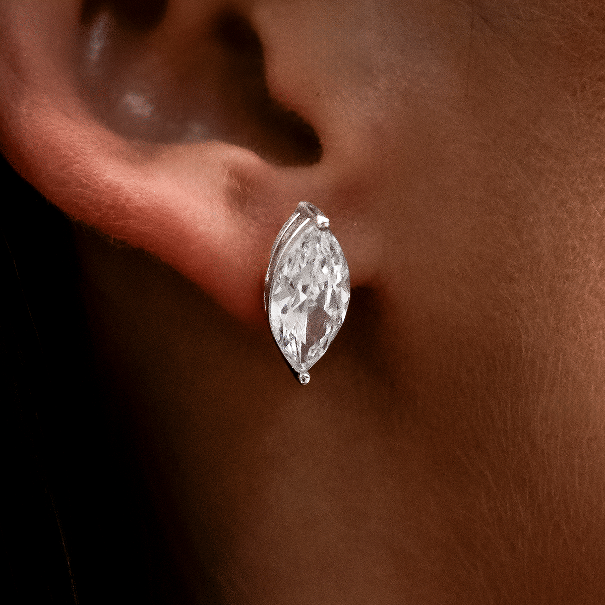 GLD PROMO - WOMEN 7mm Marquise Cut Diamond Stud Earrings in White Gold