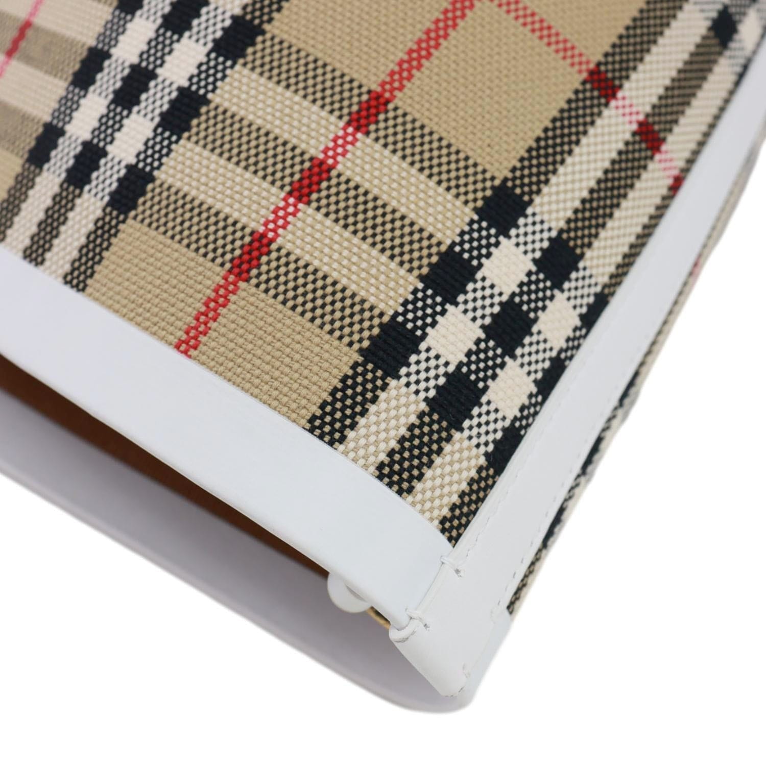 BURBERRY London Medium Vintage Check Canvas Tote Bag White
