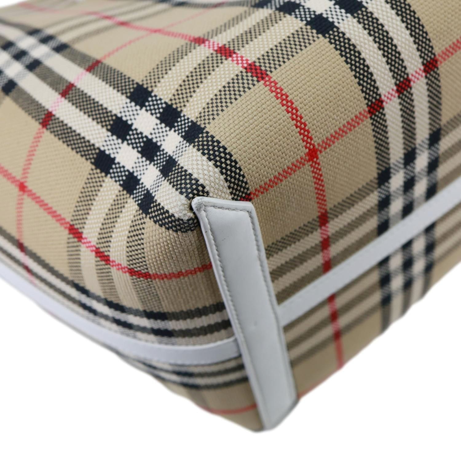 BURBERRY London Medium Vintage Check Canvas Tote Bag White