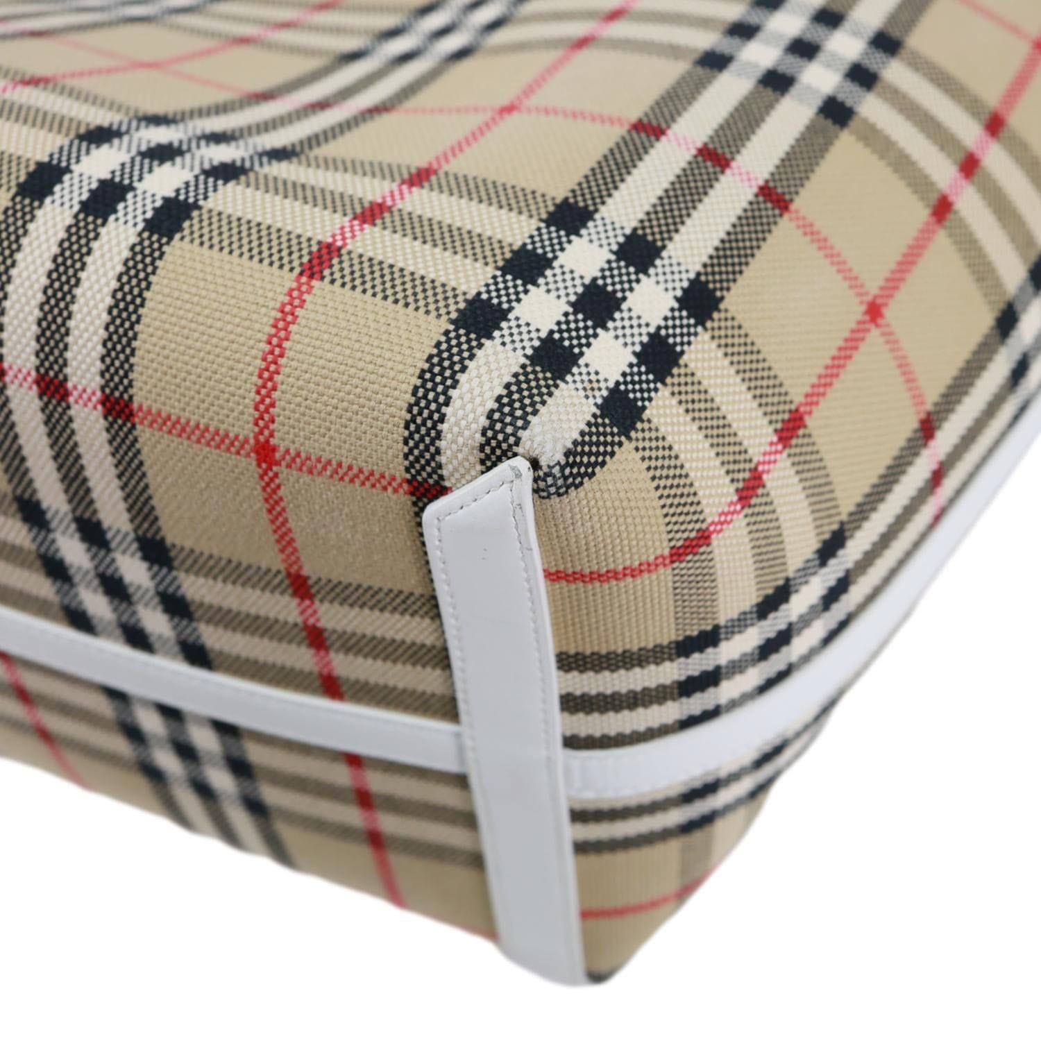 BURBERRY London Medium Vintage Check Canvas Tote Bag White