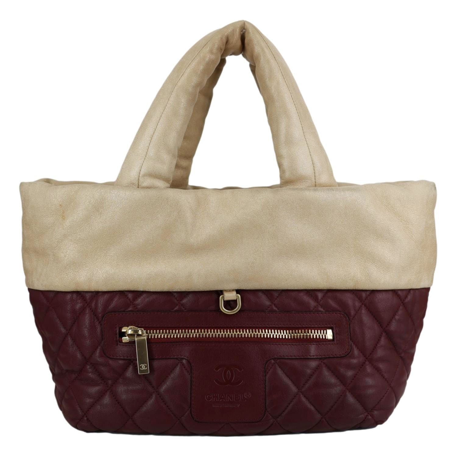 CHANEL Coco Cocoon Reversible Quilted Nylon Tote Bag Burgundy