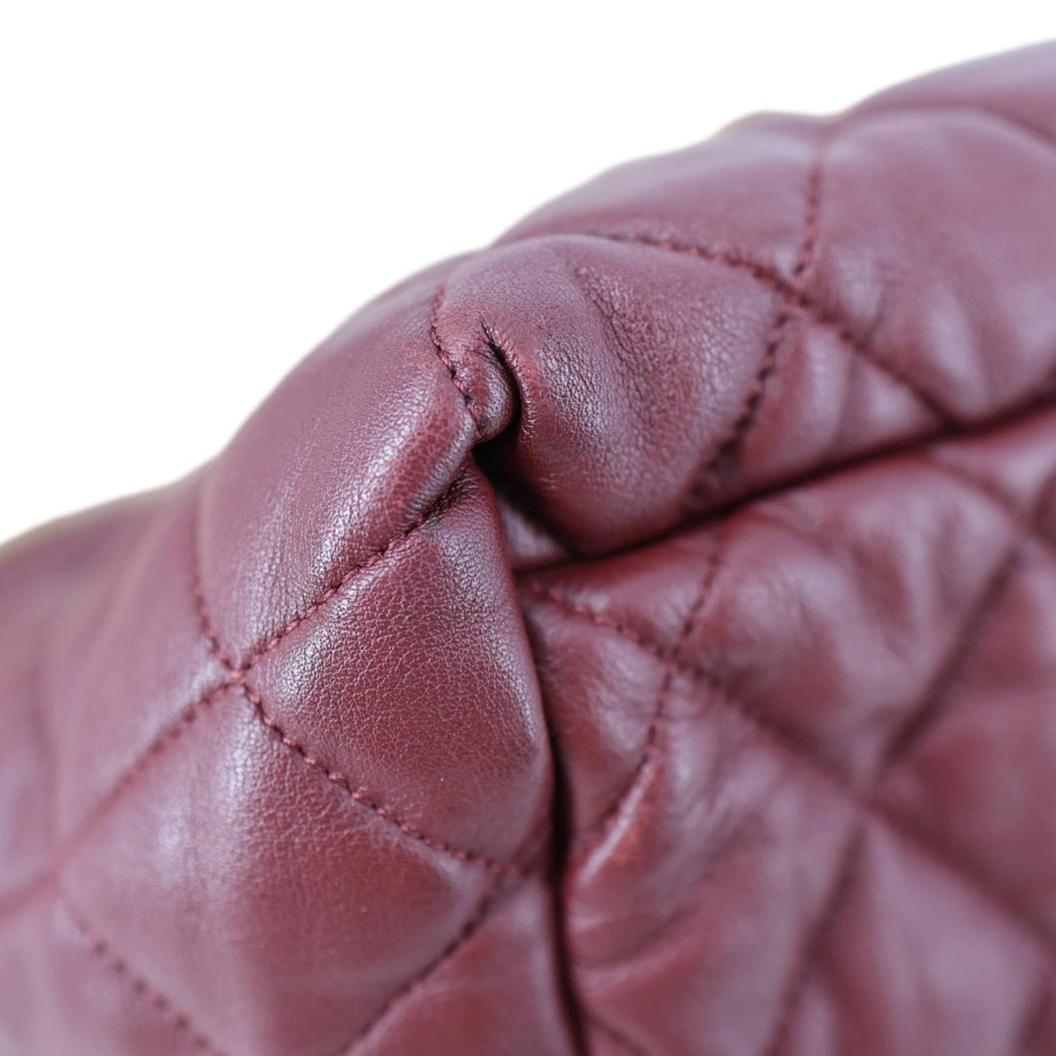 CHANEL Coco Cocoon Reversible Quilted Nylon Tote Bag Burgundy