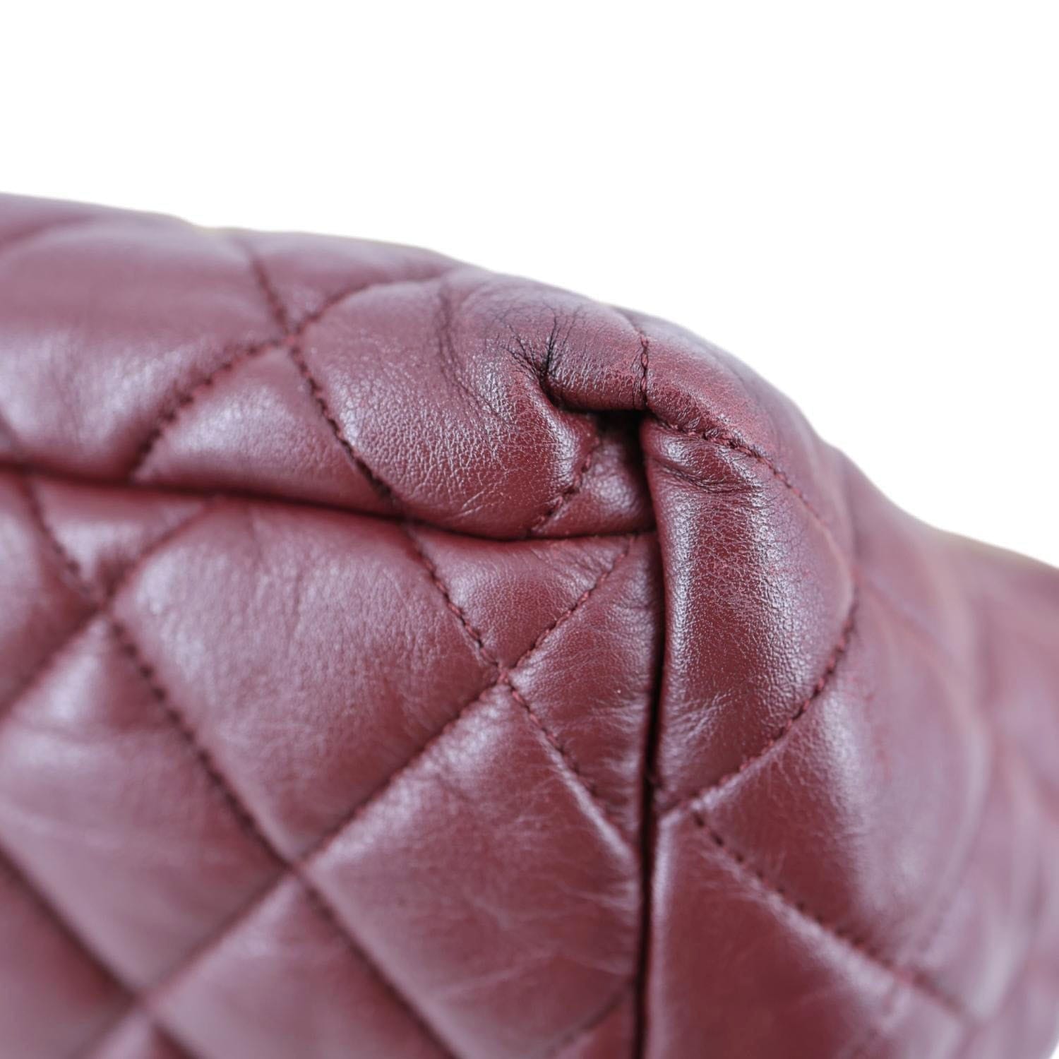 CHANEL Coco Cocoon Reversible Quilted Nylon Tote Bag Burgundy