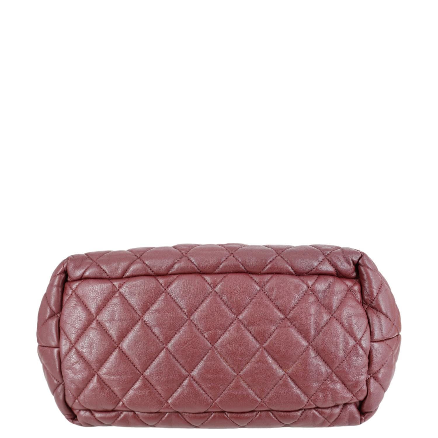 CHANEL Coco Cocoon Reversible Quilted Nylon Tote Bag Burgundy