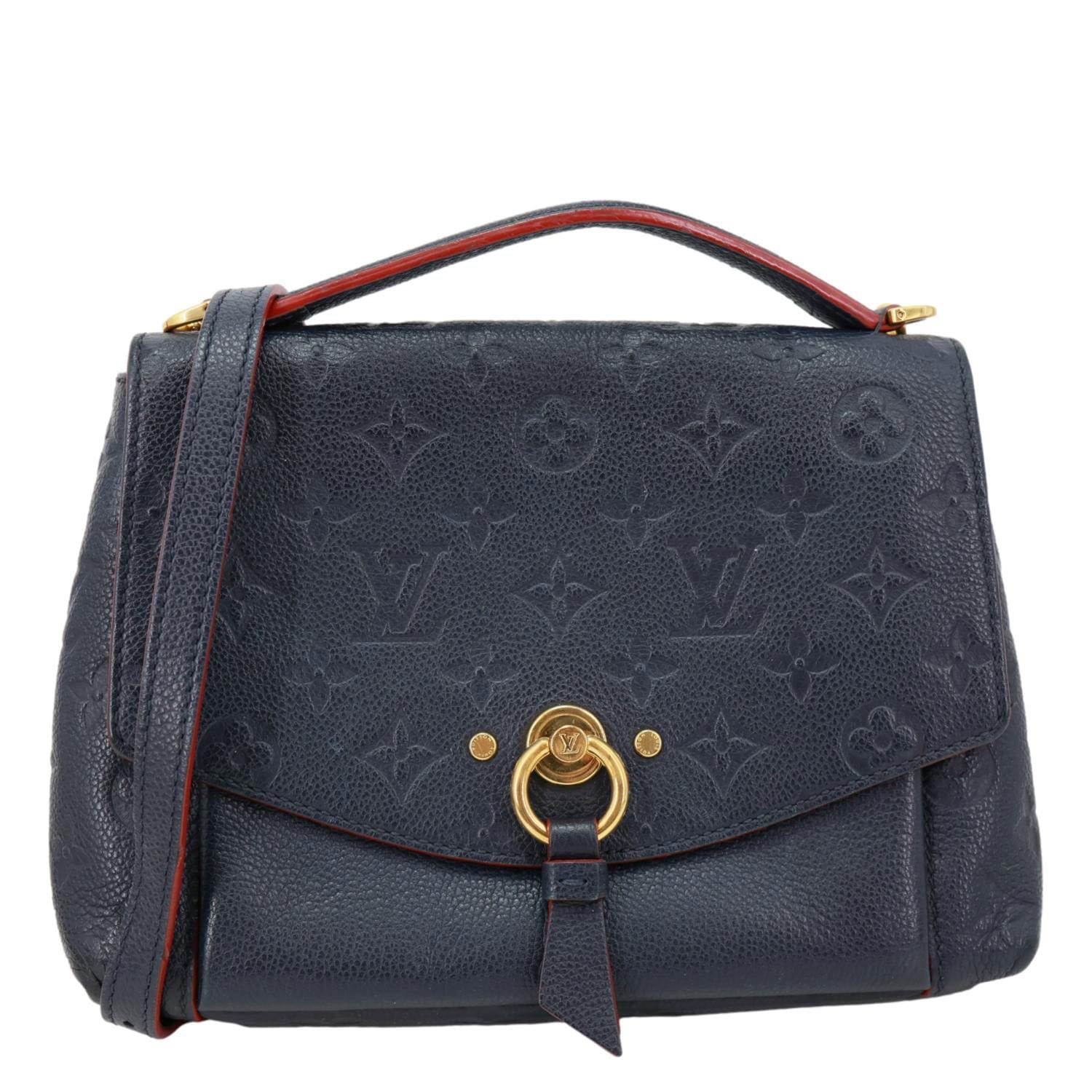 LOUIS VUITTON Blanche BB Monogram Empreinte Leather Shoulder Bag Navy Blue