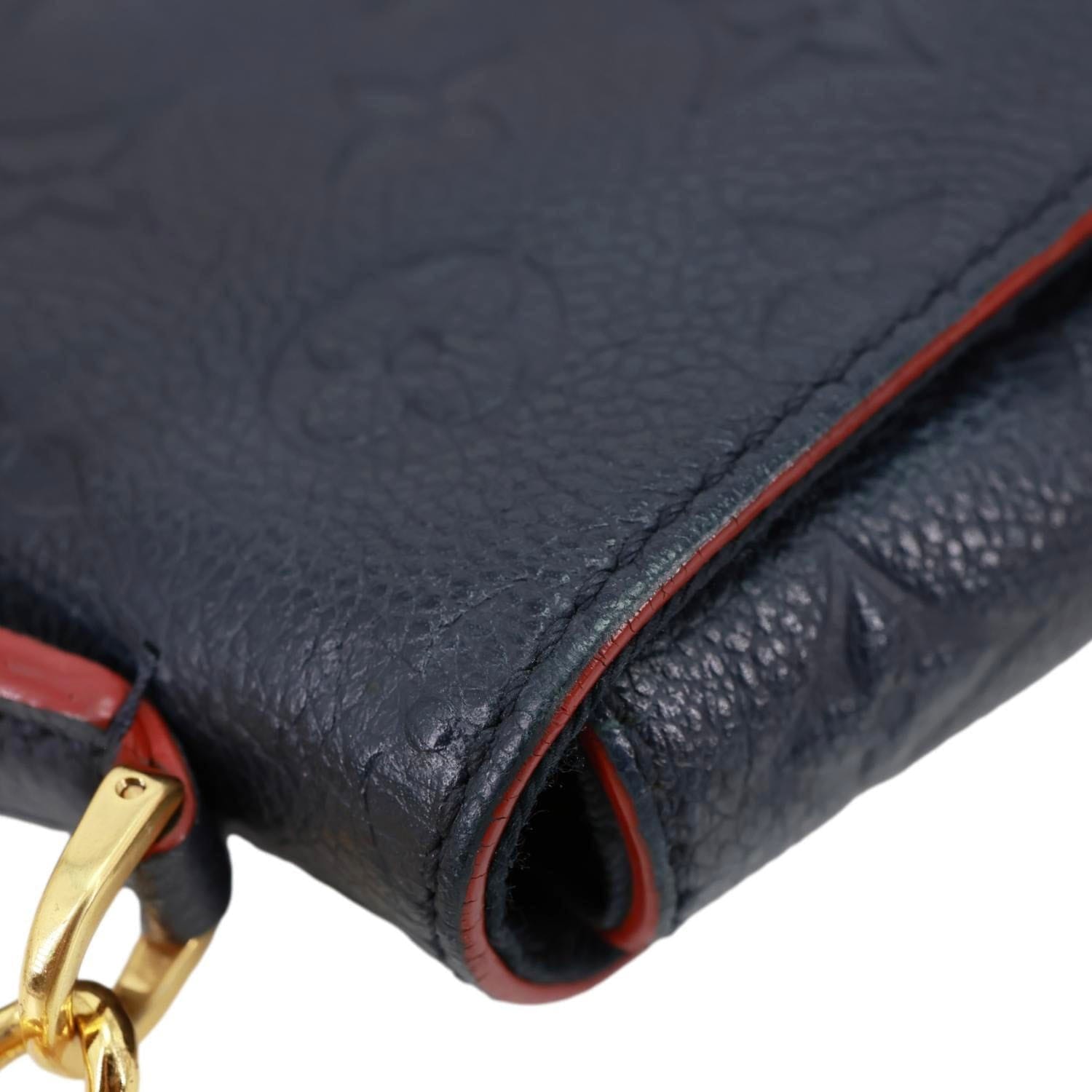 LOUIS VUITTON Blanche BB Monogram Empreinte Leather Shoulder Bag Navy Blue