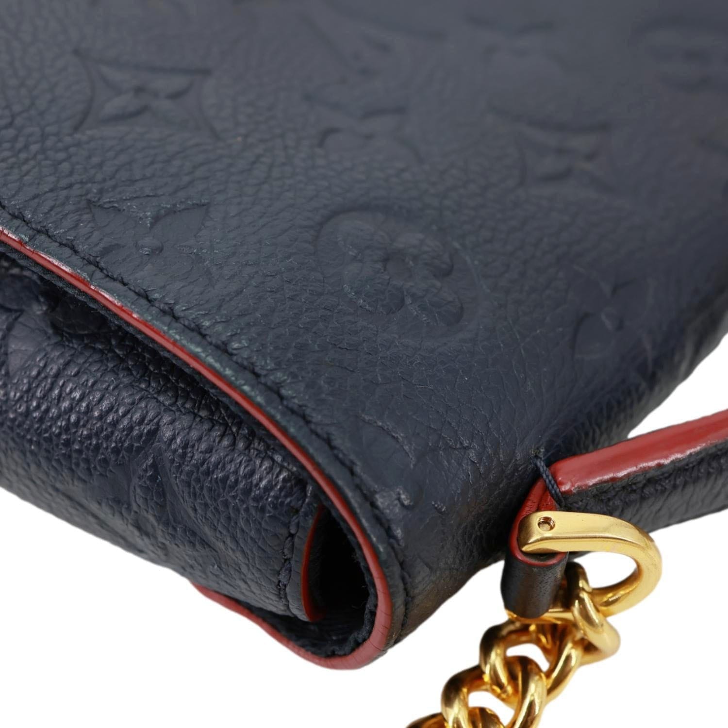 LOUIS VUITTON Blanche BB Monogram Empreinte Leather Shoulder Bag Navy Blue