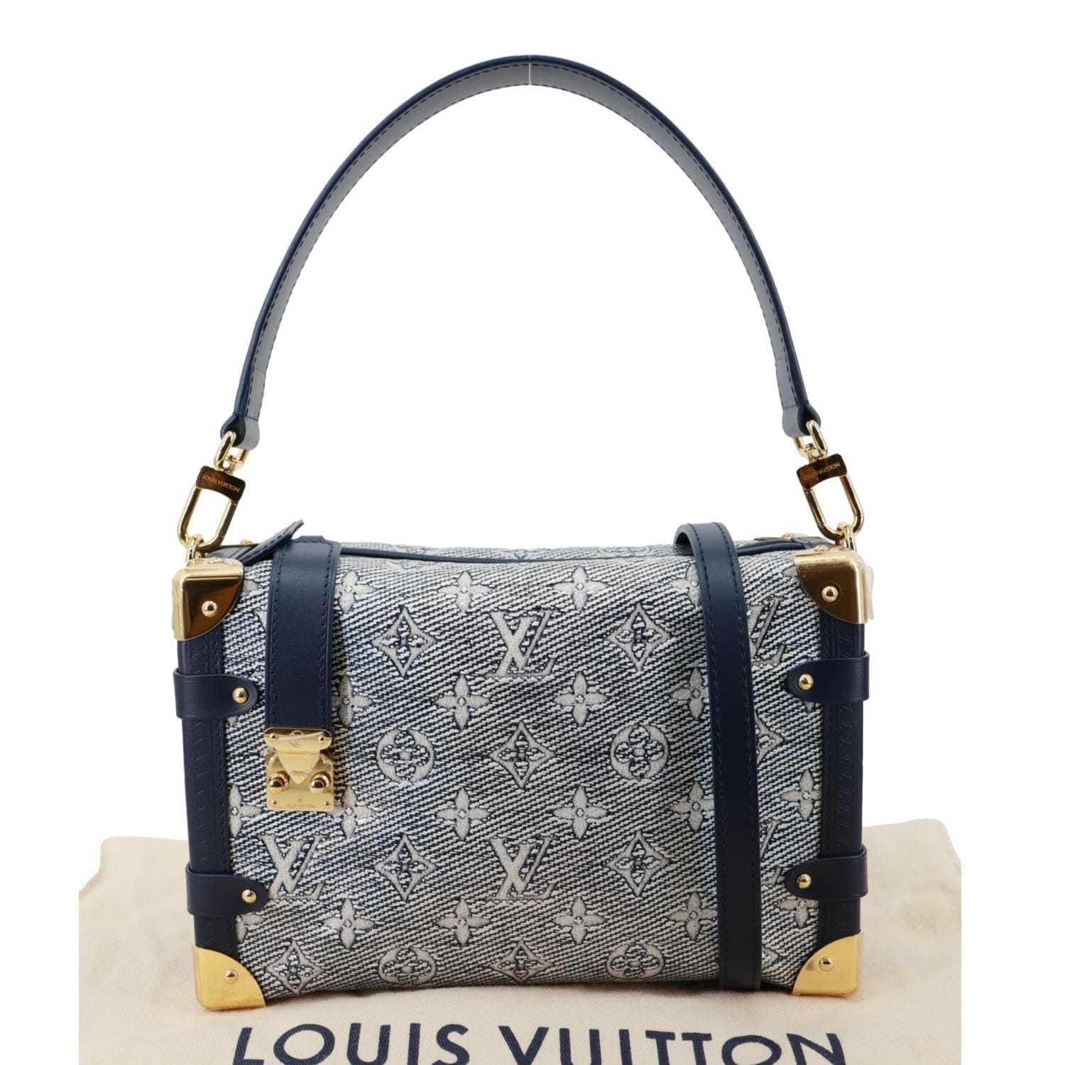LOUIS VUITTON Side Trunk MM Monoglam Canvas Crossbody Bag Blue