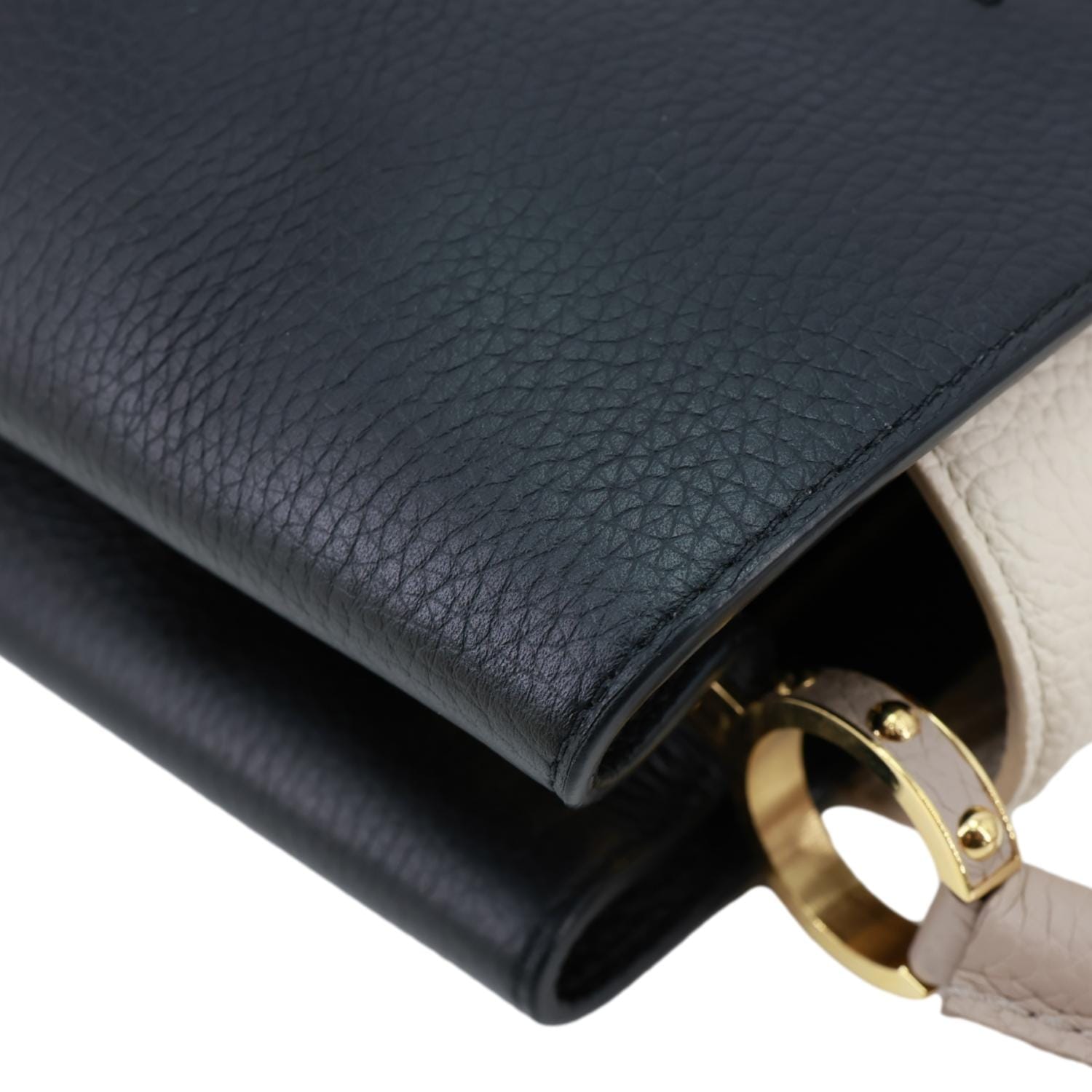 LOUIS VUITTON Capucine MM Monogram Flowers Taurillon Leather Chain Crossbody Bag Black