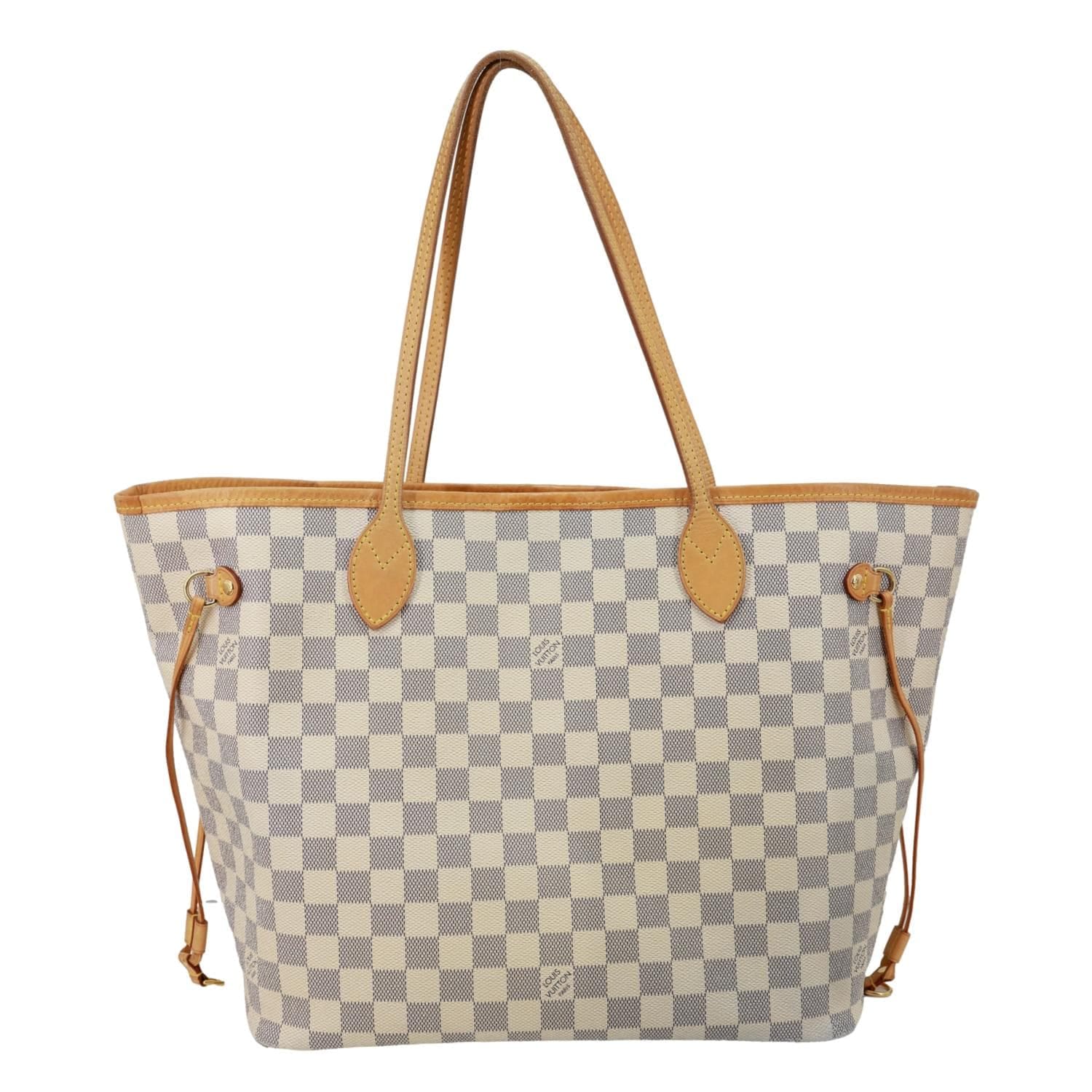 LOUIS VUITTON Neverfull MM Damier Azur Shoulder Bag White