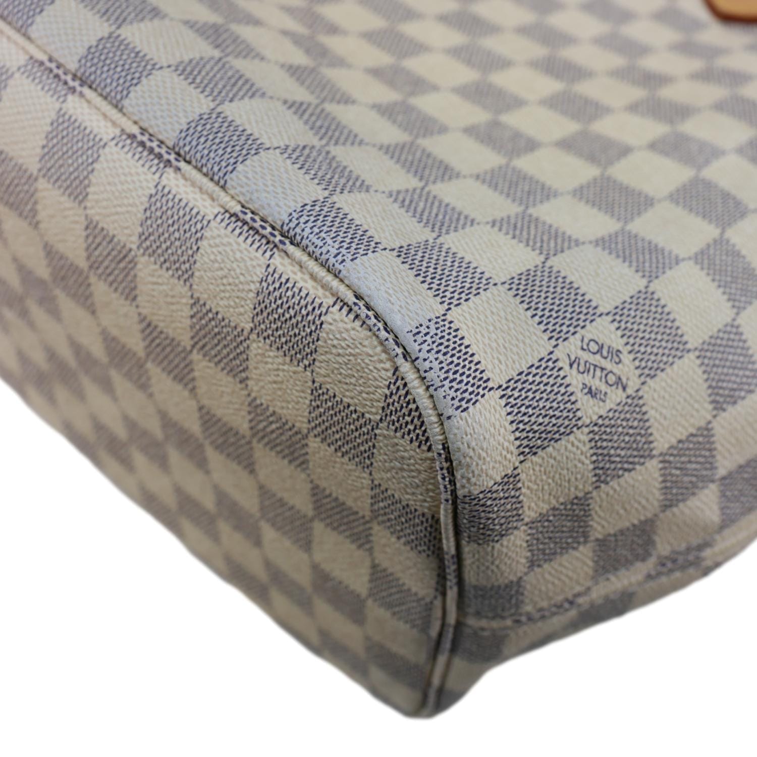 LOUIS VUITTON Neverfull MM Damier Azur Shoulder Bag White