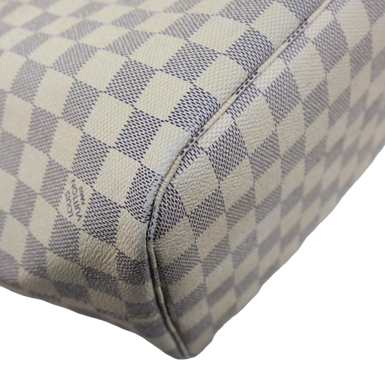 LOUIS VUITTON Neverfull MM Damier Azur Shoulder Bag White