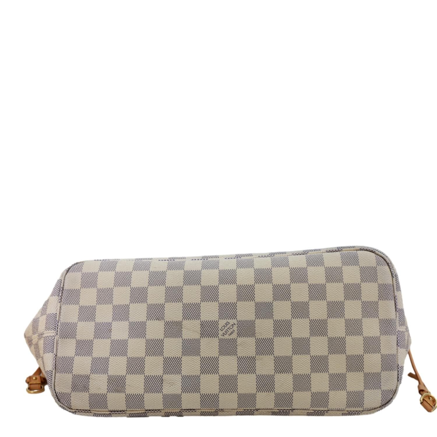 LOUIS VUITTON Neverfull MM Damier Azur Shoulder Bag White