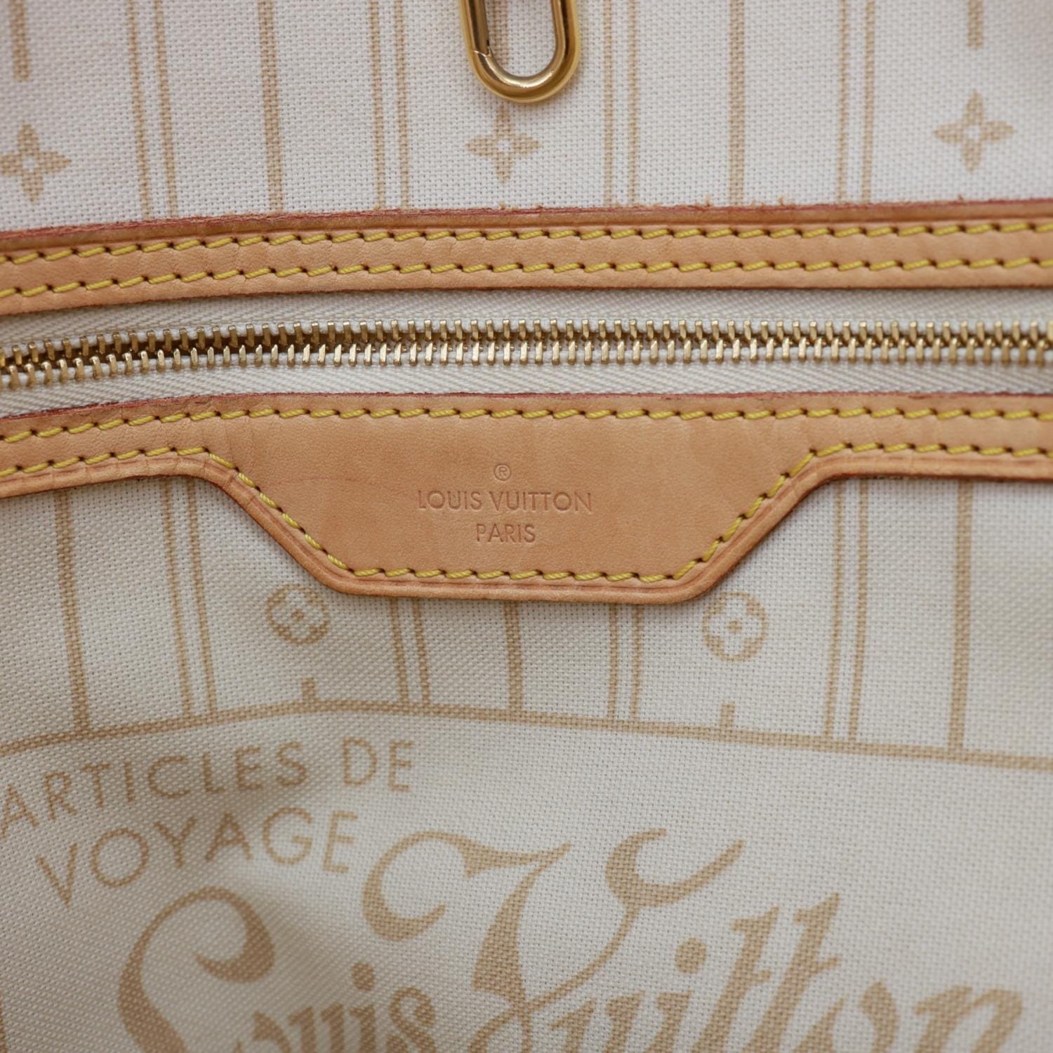 LOUIS VUITTON Neverfull MM Damier Azur Shoulder Bag White