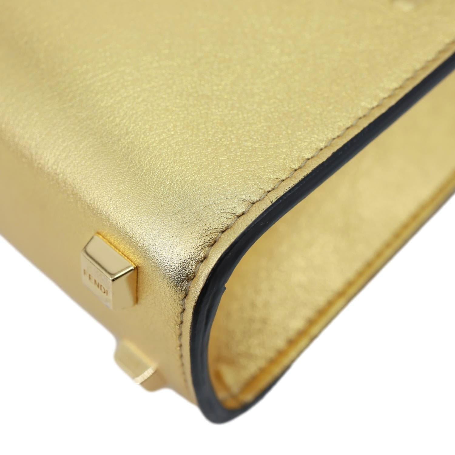 FENDI Sunshine Mini Leather Shopper Tote Bag Gold