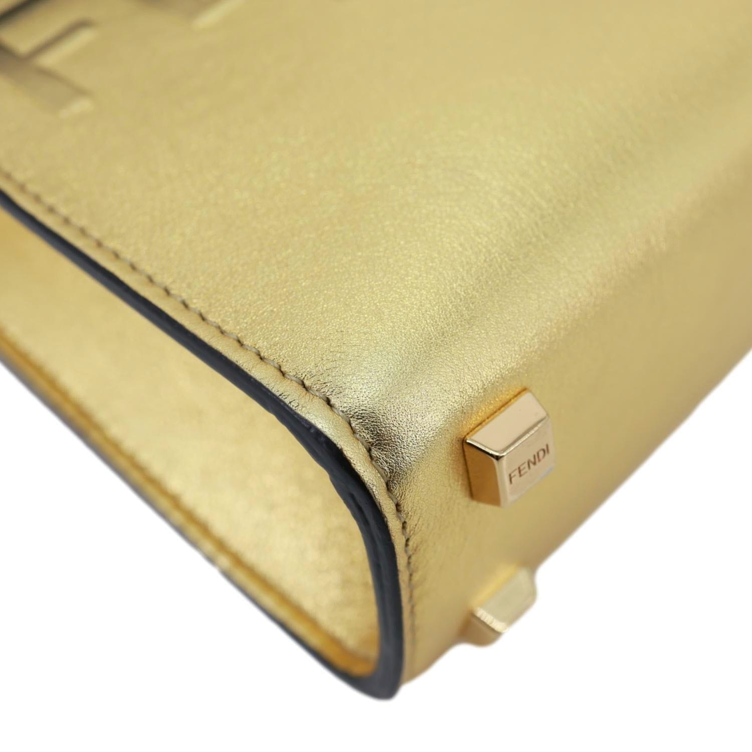 FENDI Sunshine Mini Leather Shopper Tote Bag Gold