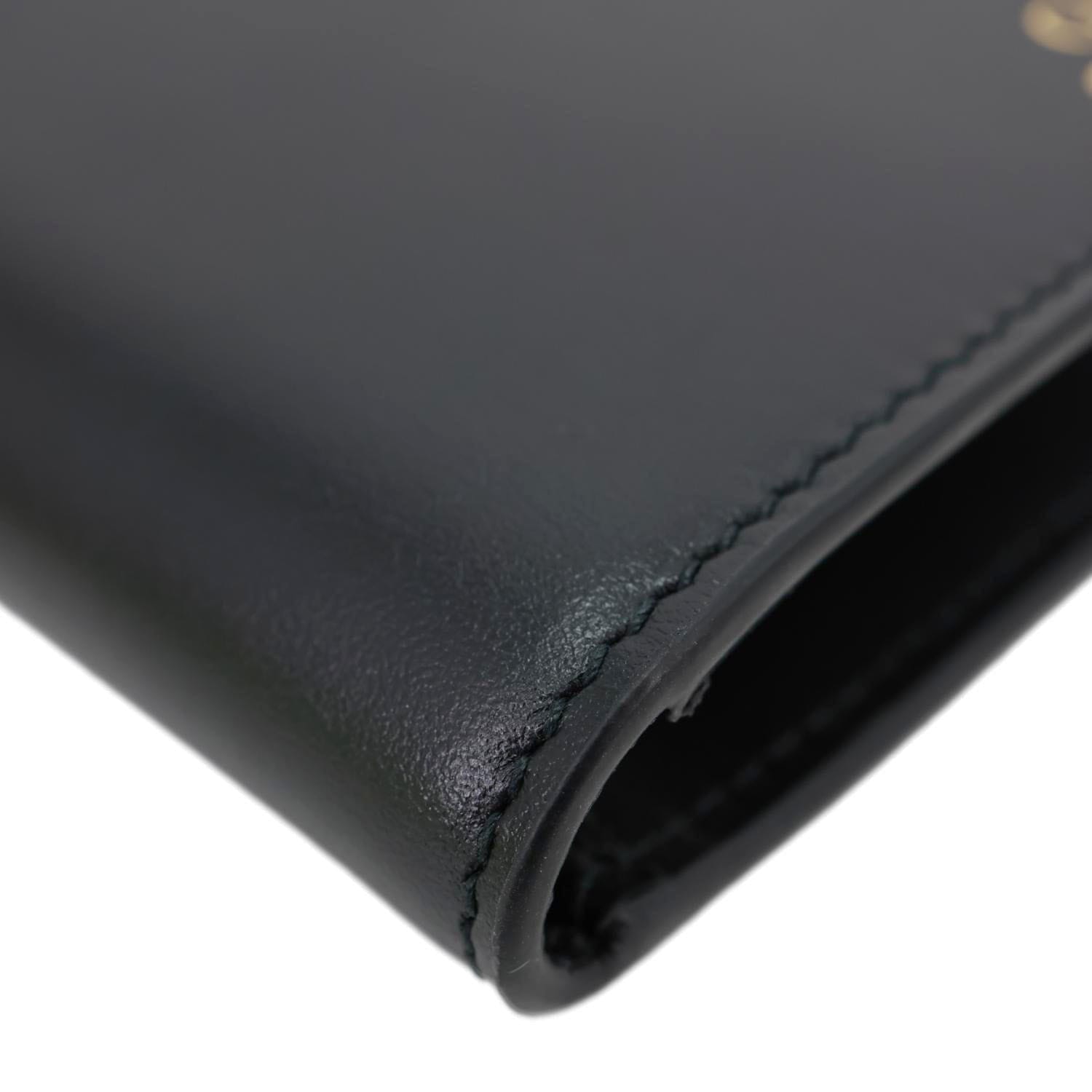 GUCCI Logo Print Leather Bifold Wallet Black 547585