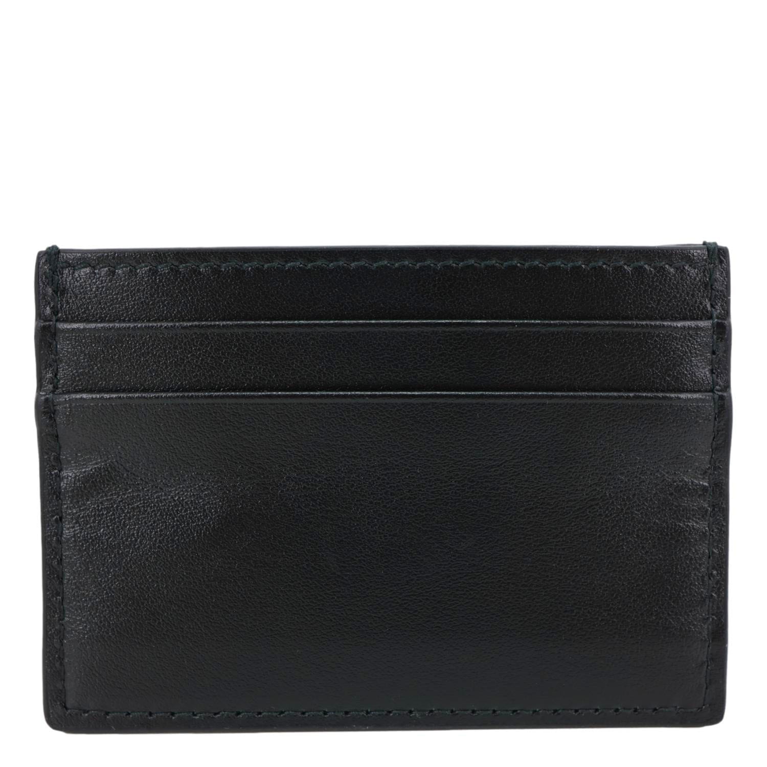 GUCCI Logo Print Leather Card Holder Black 547596