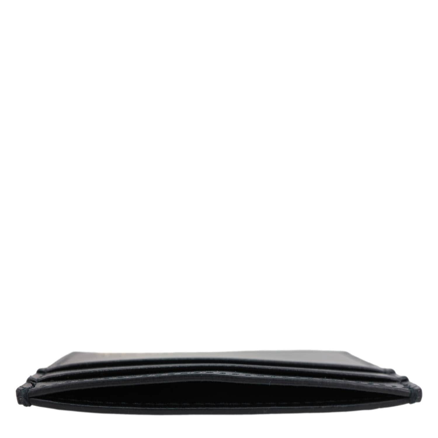 GUCCI Logo Print Leather Card Holder Black 547596