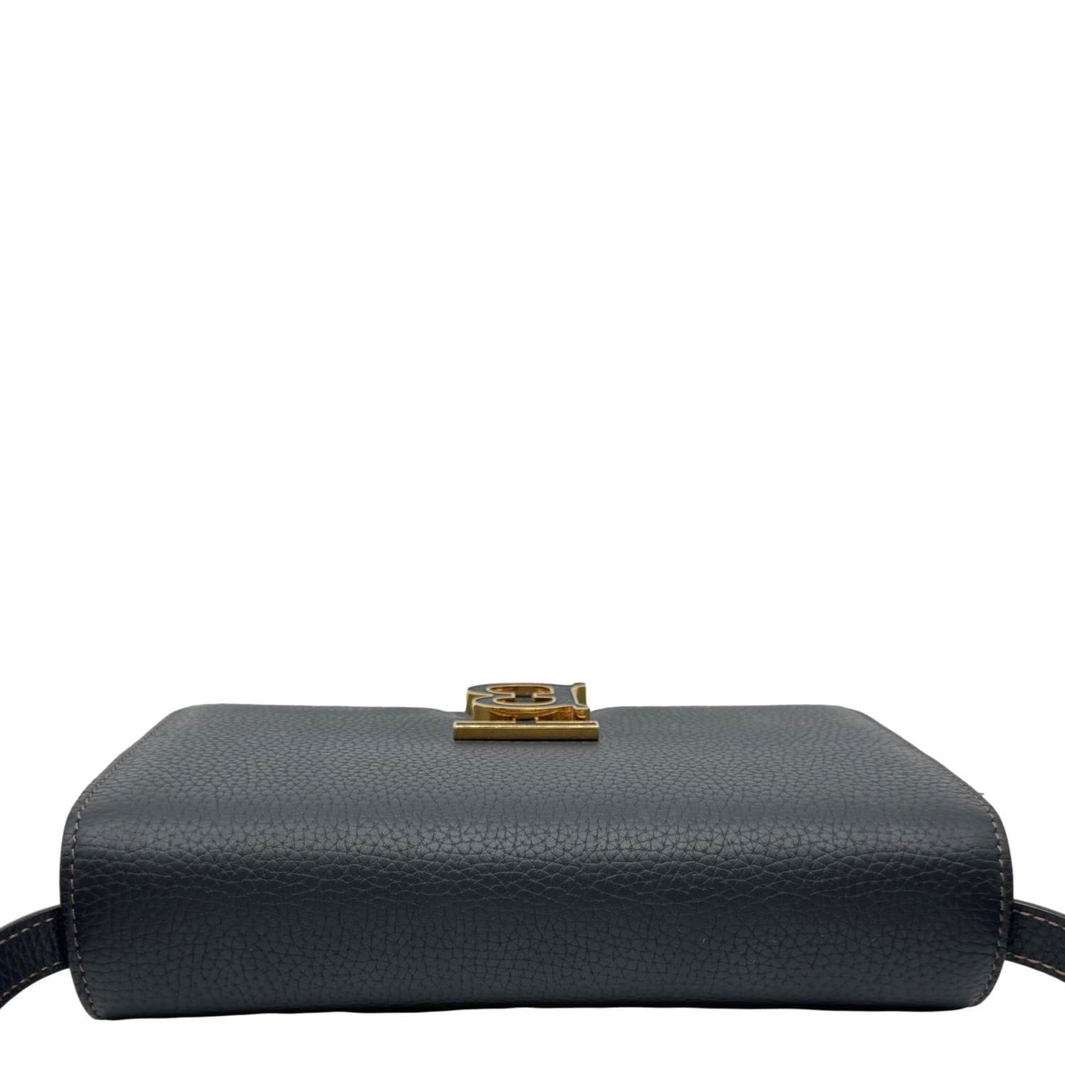 BURBERRY TB Small Grained Calfskin Leather Shoulder Bag Black