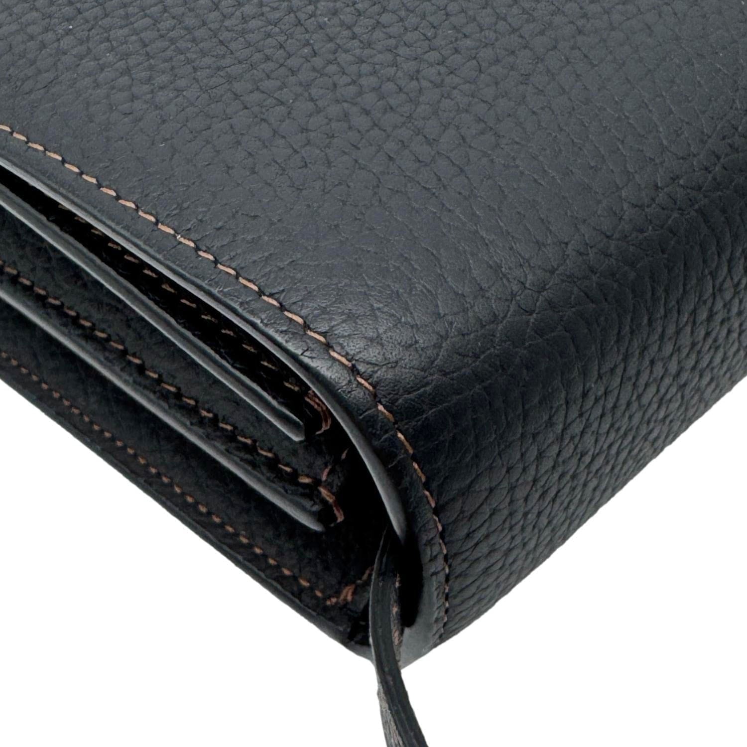 BURBERRY TB Small Grained Calfskin Leather Shoulder Bag Black