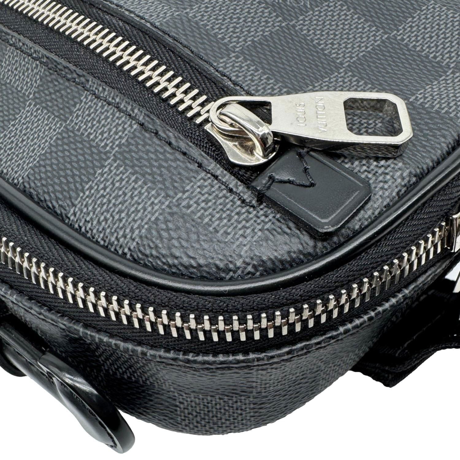 LOUIS VUITTON Ambler Damier Graphite Shoulder Bag Black