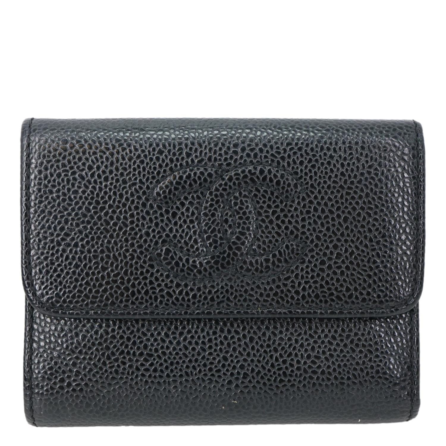 CHANEL Timeless CC Flap Caviar Leather Card Holder Black