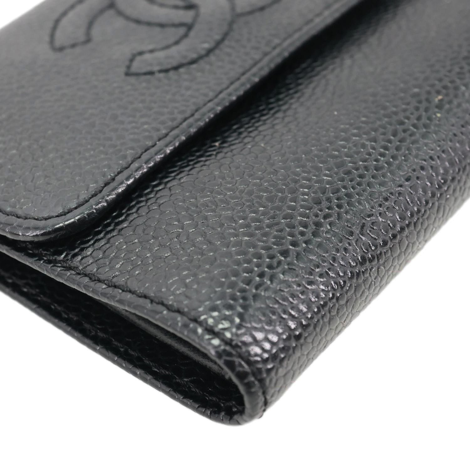 CHANEL Timeless CC Flap Caviar Leather Card Holder Black