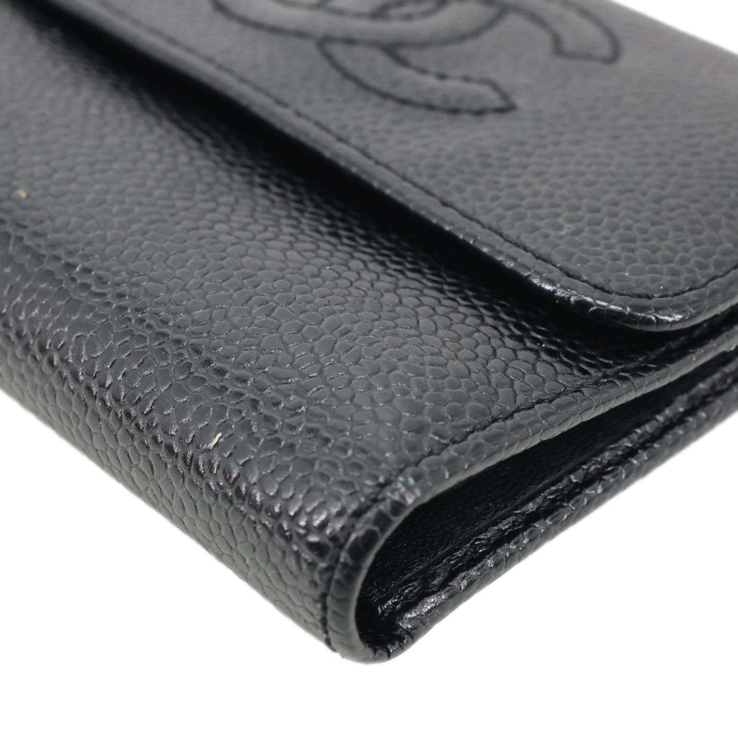CHANEL Timeless CC Flap Caviar Leather Card Holder Black