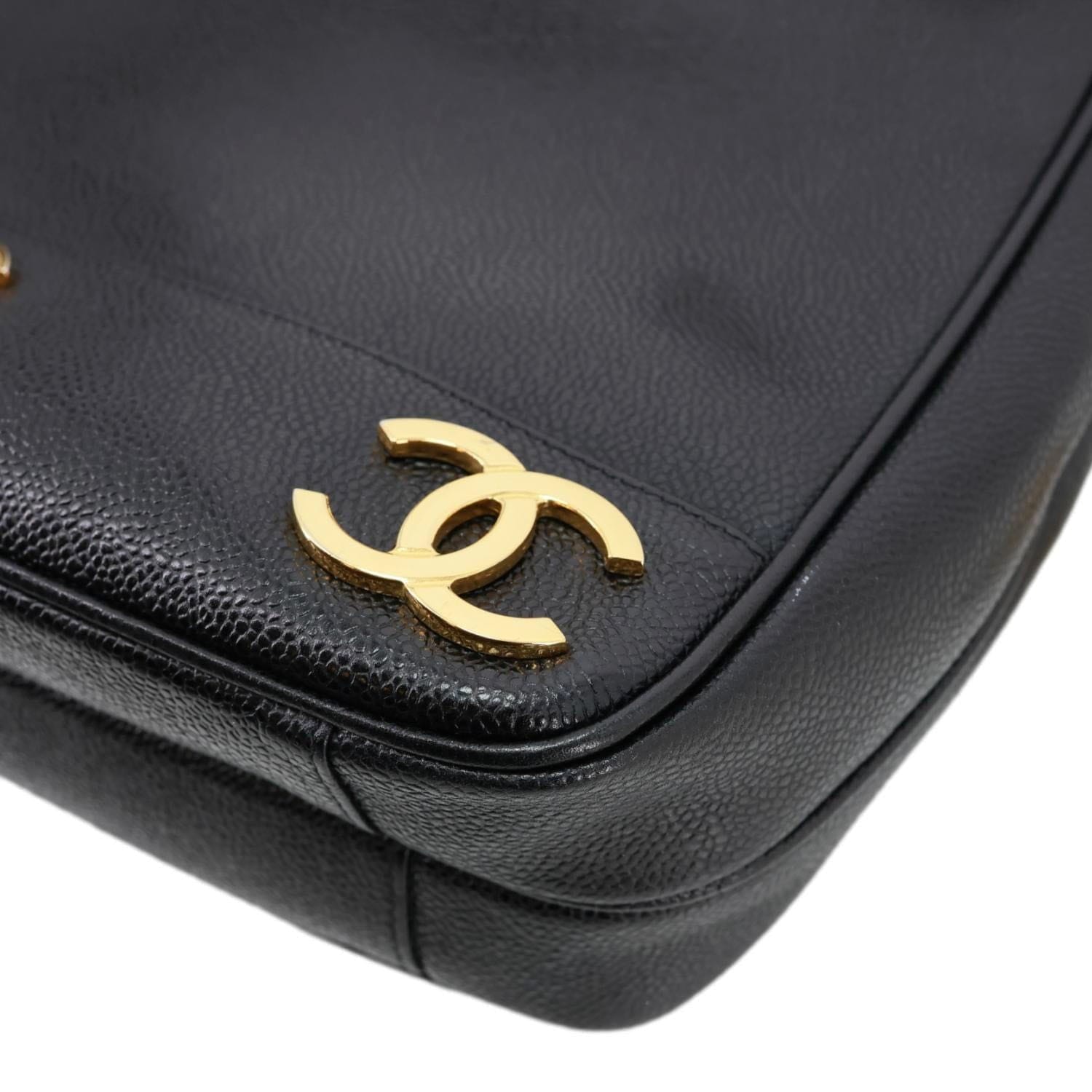 CHANEL Triple CC Lambskin Caviar Leather Shoulder Bag Black