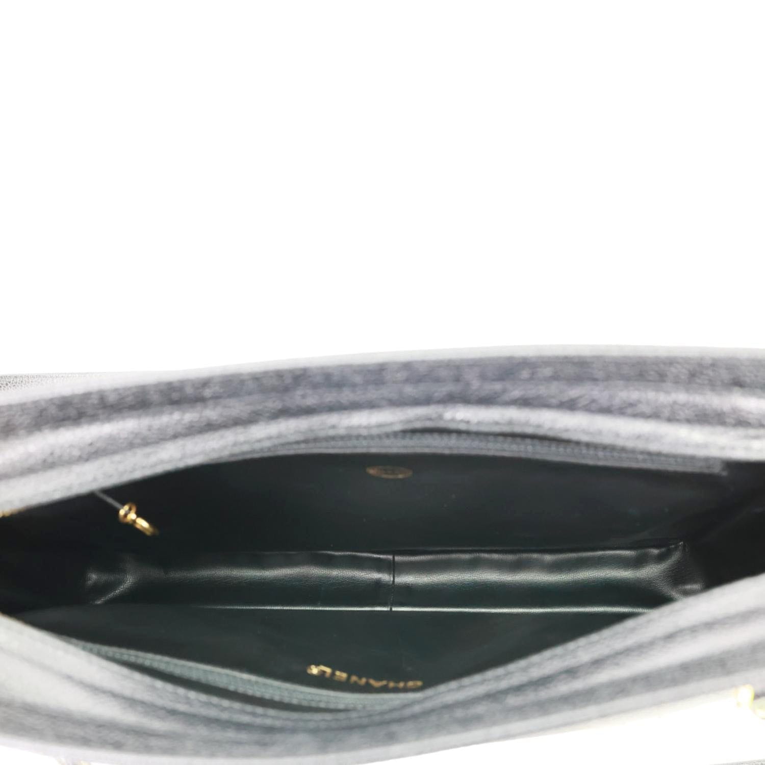CHANEL Triple CC Lambskin Caviar Leather Shoulder Bag Black