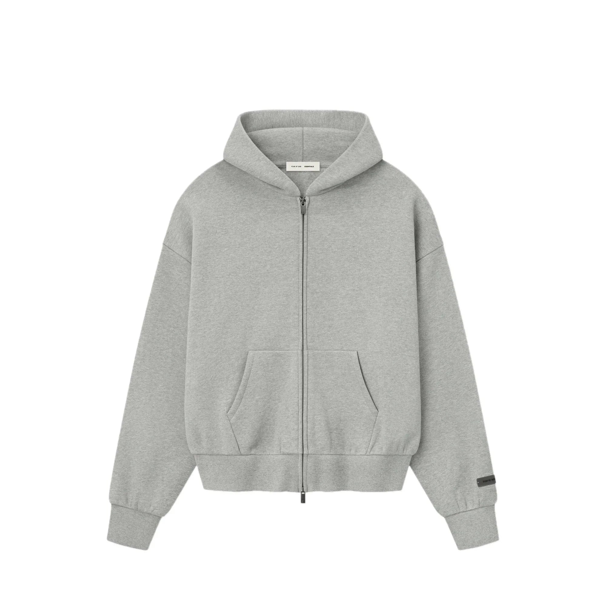 Fear of God Essentials Classic Fleece Zip-Up Hoodie 'Concrete Heather' (2025)