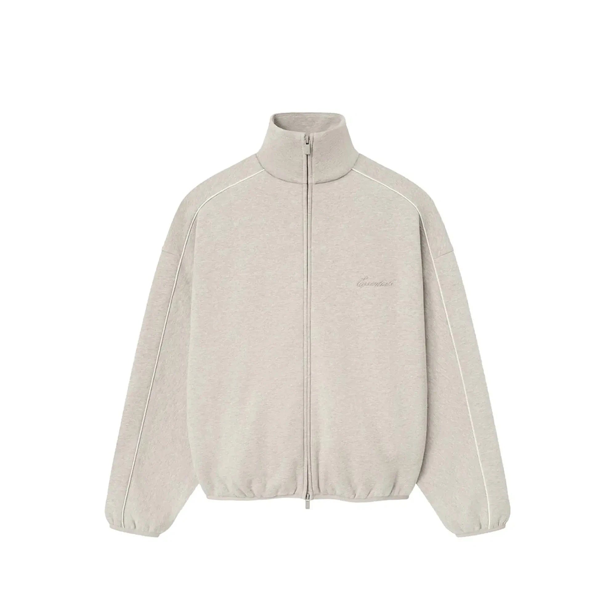 Fear of God Essentials Modern Fleece Piping Track Jacket 'Heather Stone / Cloud White' (2025)