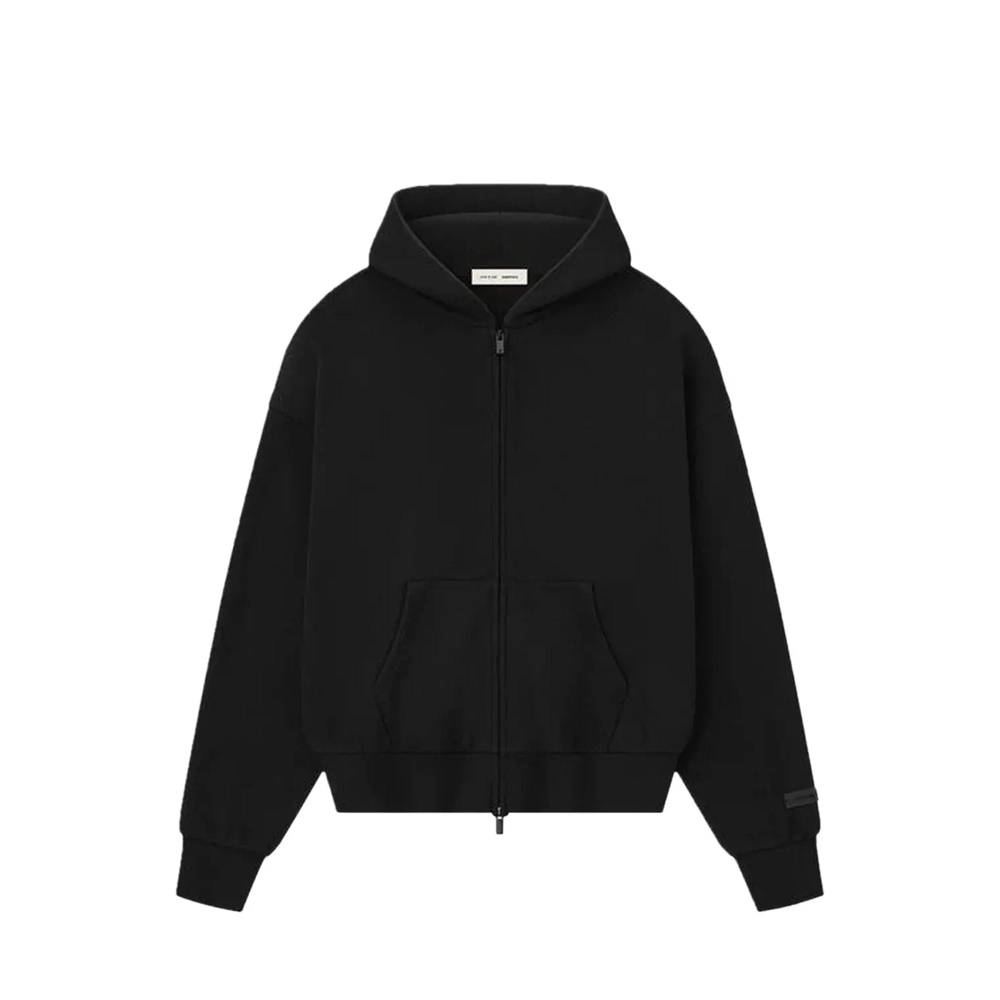 Fear of God Essentials Classic Fleece Zip-Up Hoodie 'Jet Black' (2025)