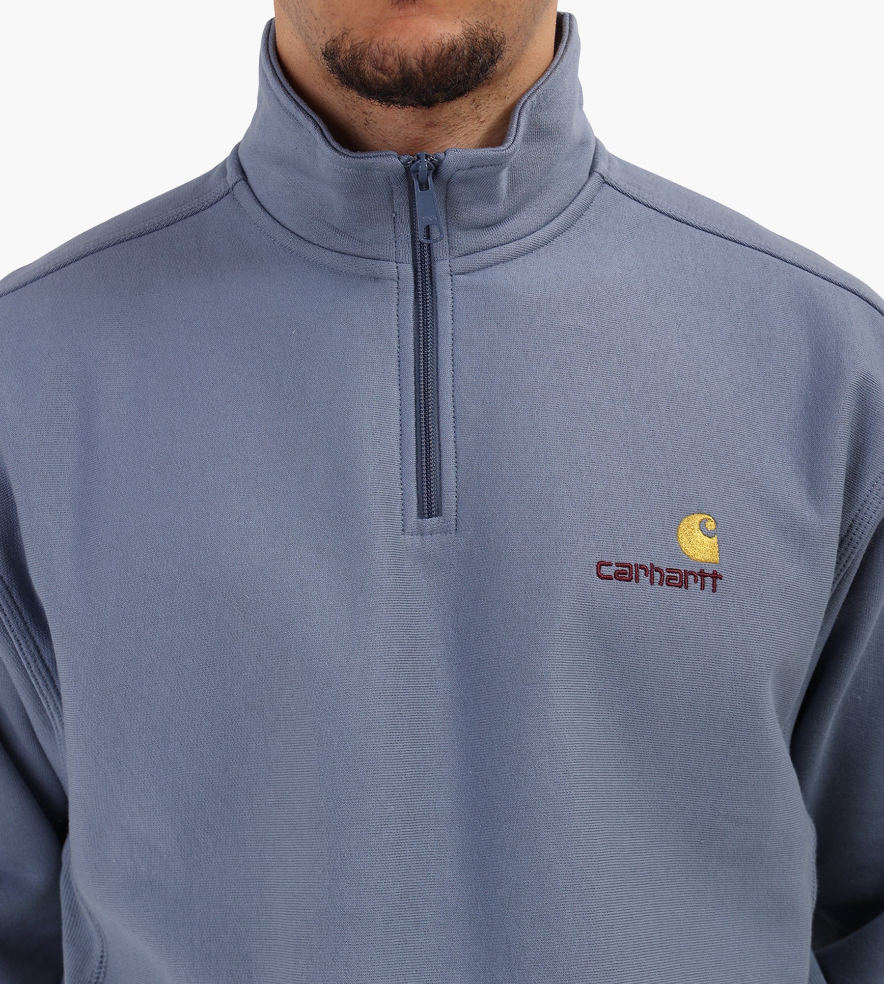 Carhartt WIP Half Zip American Script Sweater Shady Blue