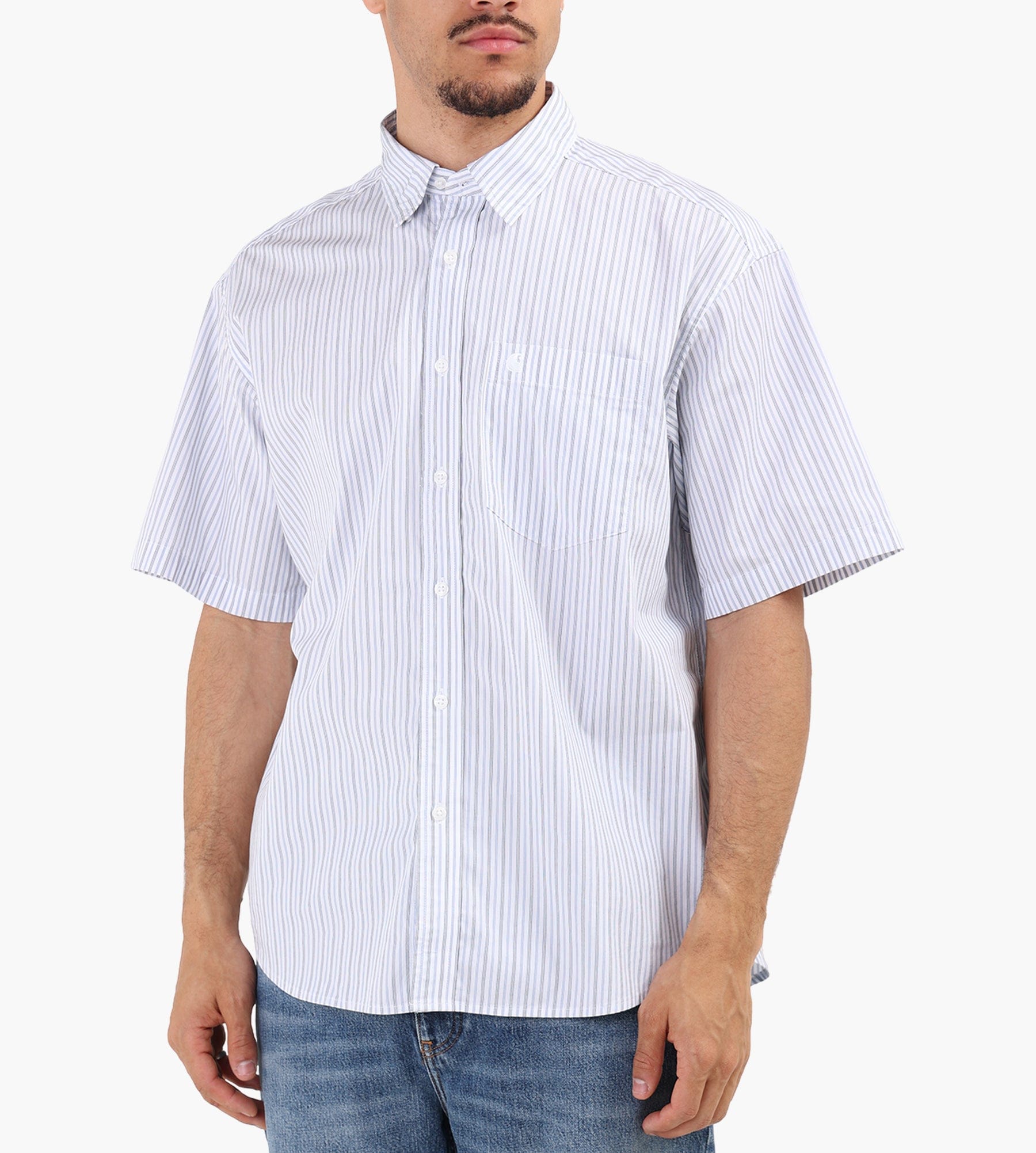 Carhartt WIP Short Sleeve Keene Shirt Keene Stripe White