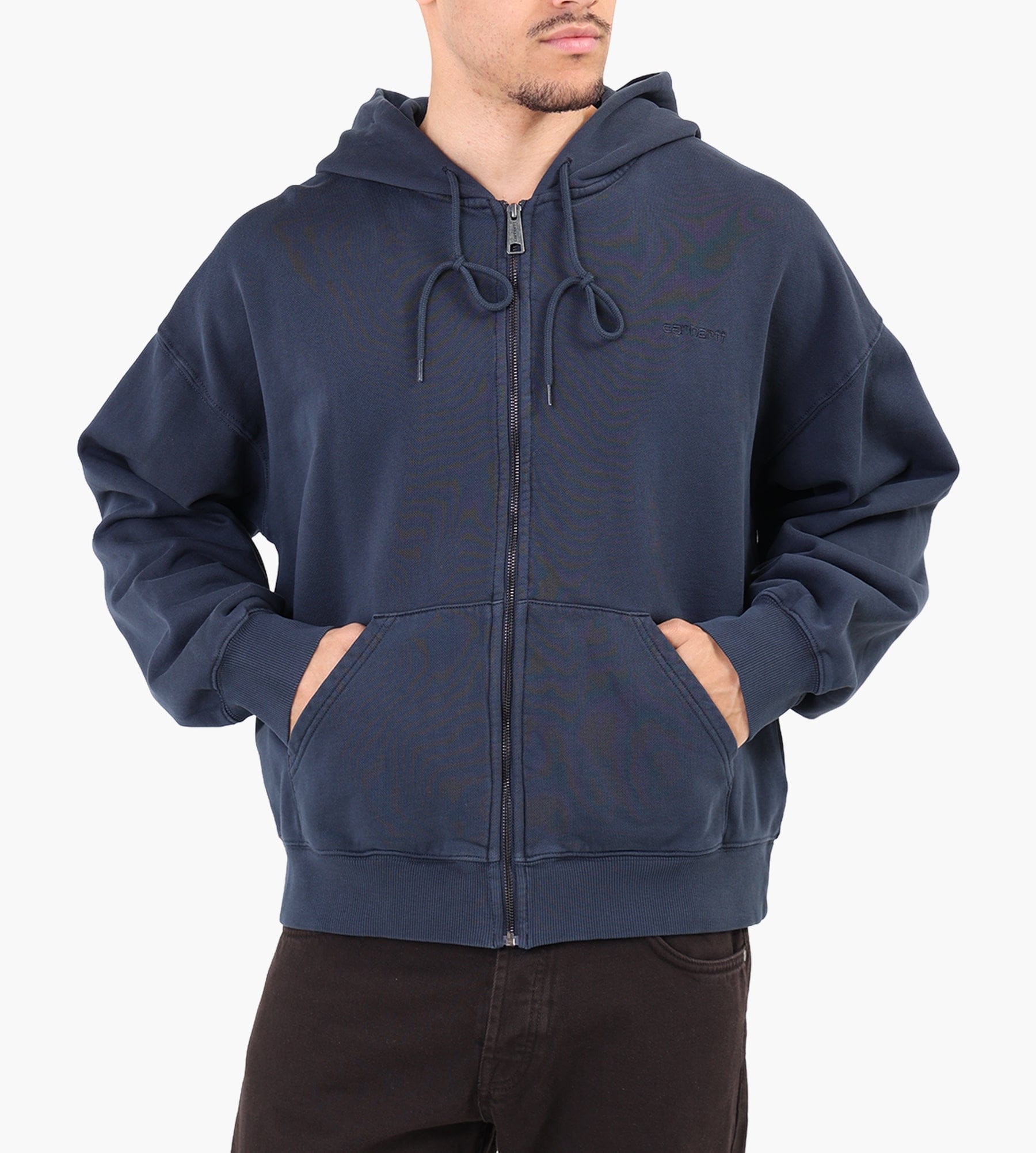 Carhartt WIP Hooded Benton Sweat Jacket Carbon Garment Dyed