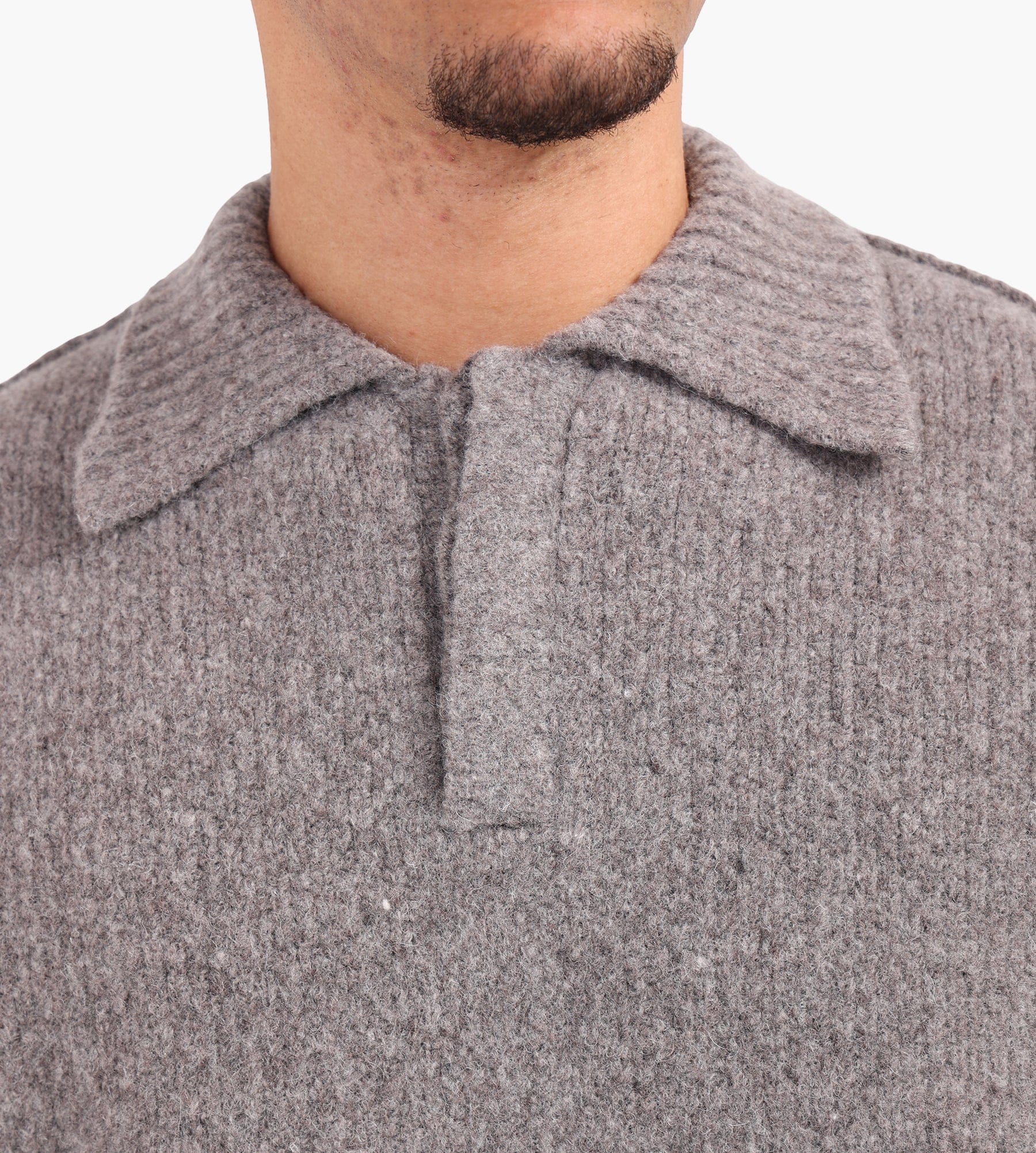 Seventh Wool Knit Polo Sweater Latte Grain