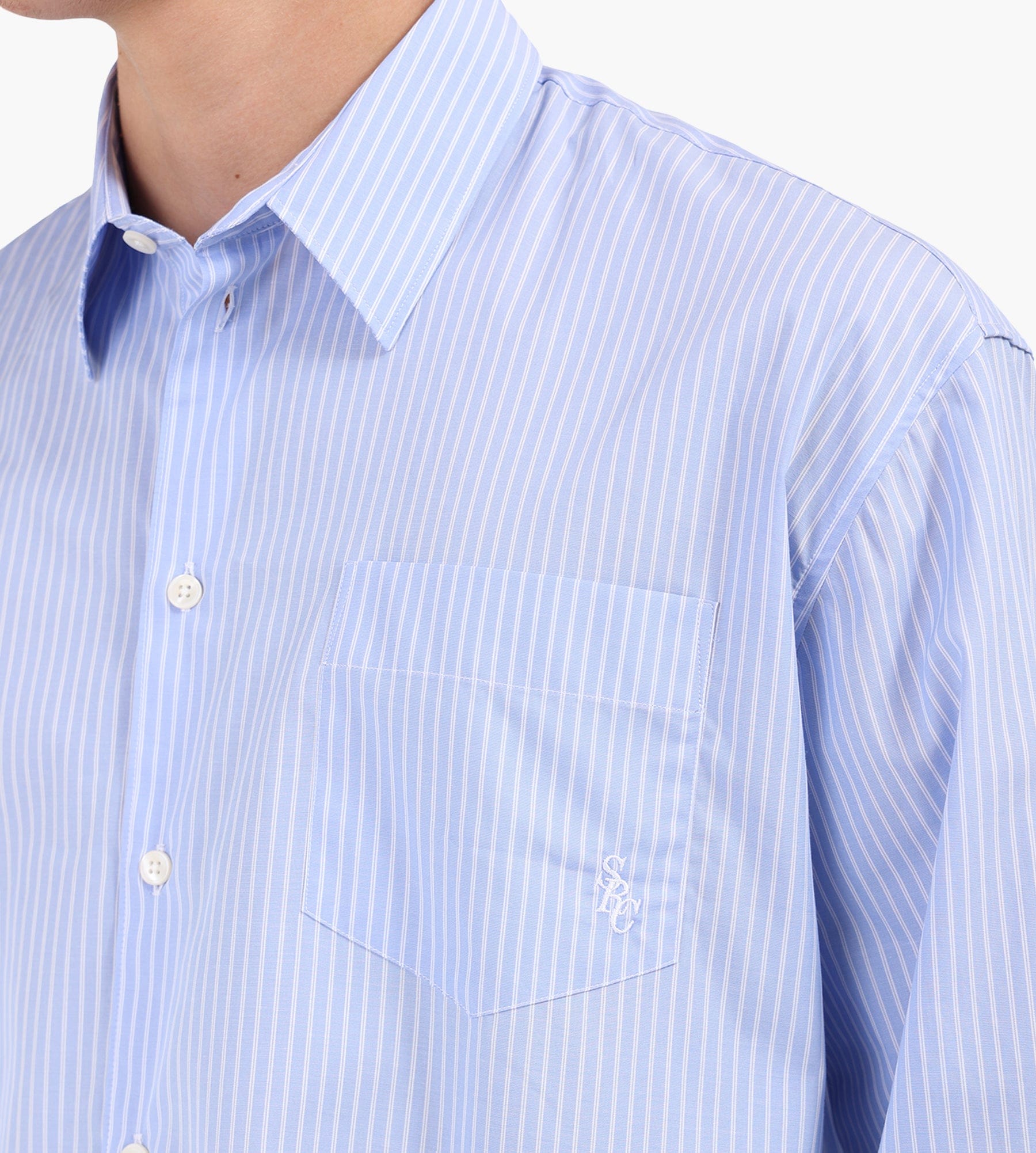 Sporty & Rich SRC Oversized Shirt Blue Striped White