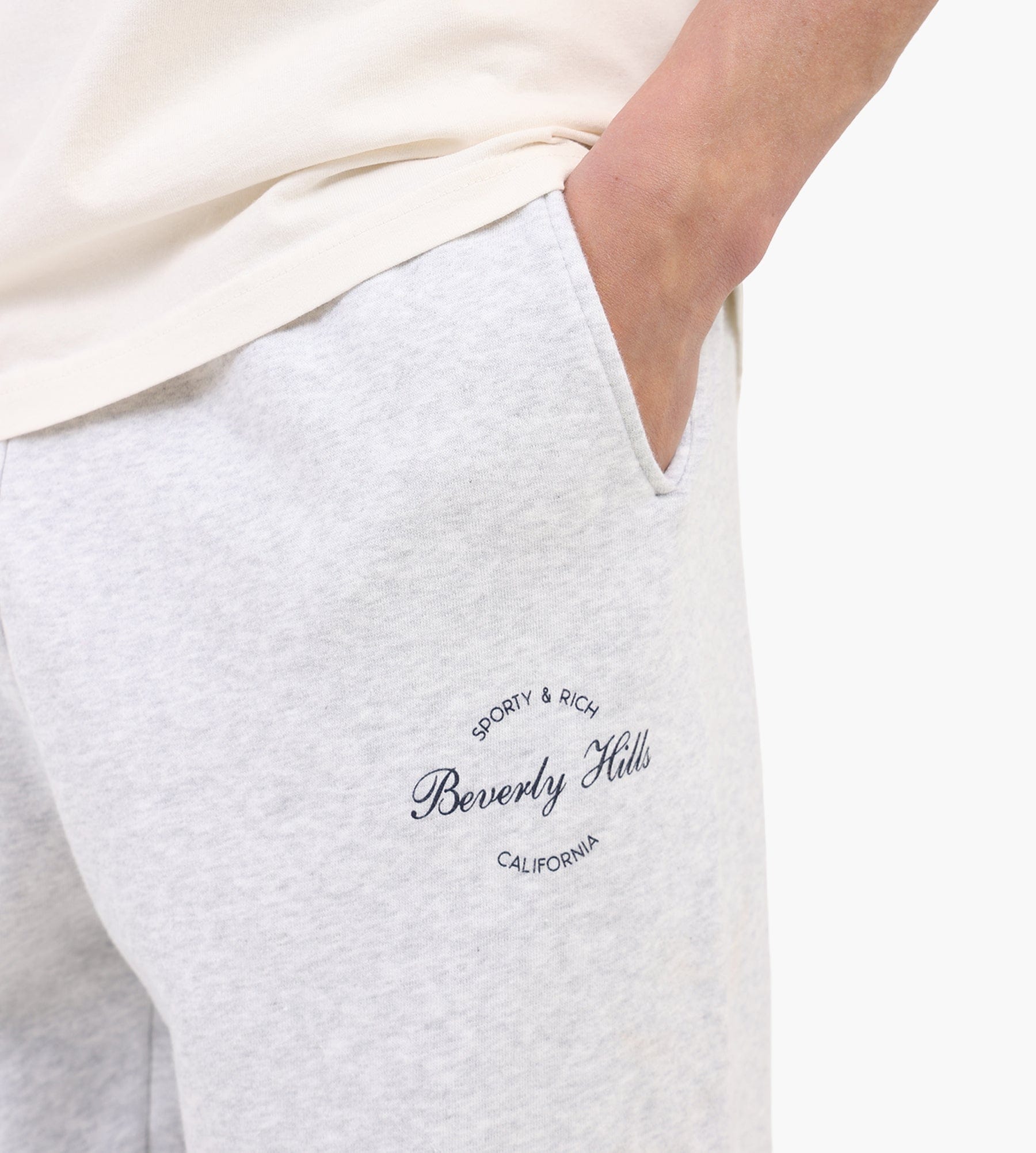 Sporty & Rich Beverly Script Sweatpant Heather Gray Navy
