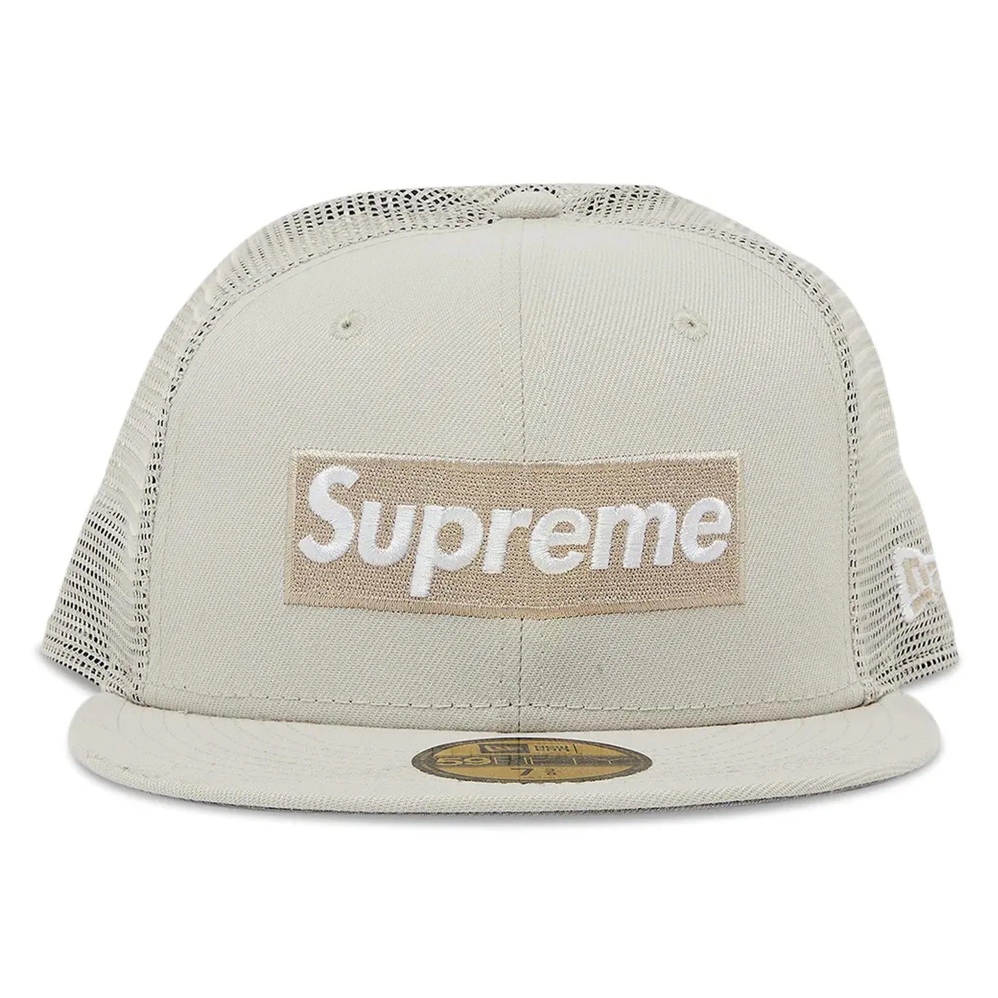 Supreme Box Logo Mesh Back New Era Hat 'Stone' (2023)