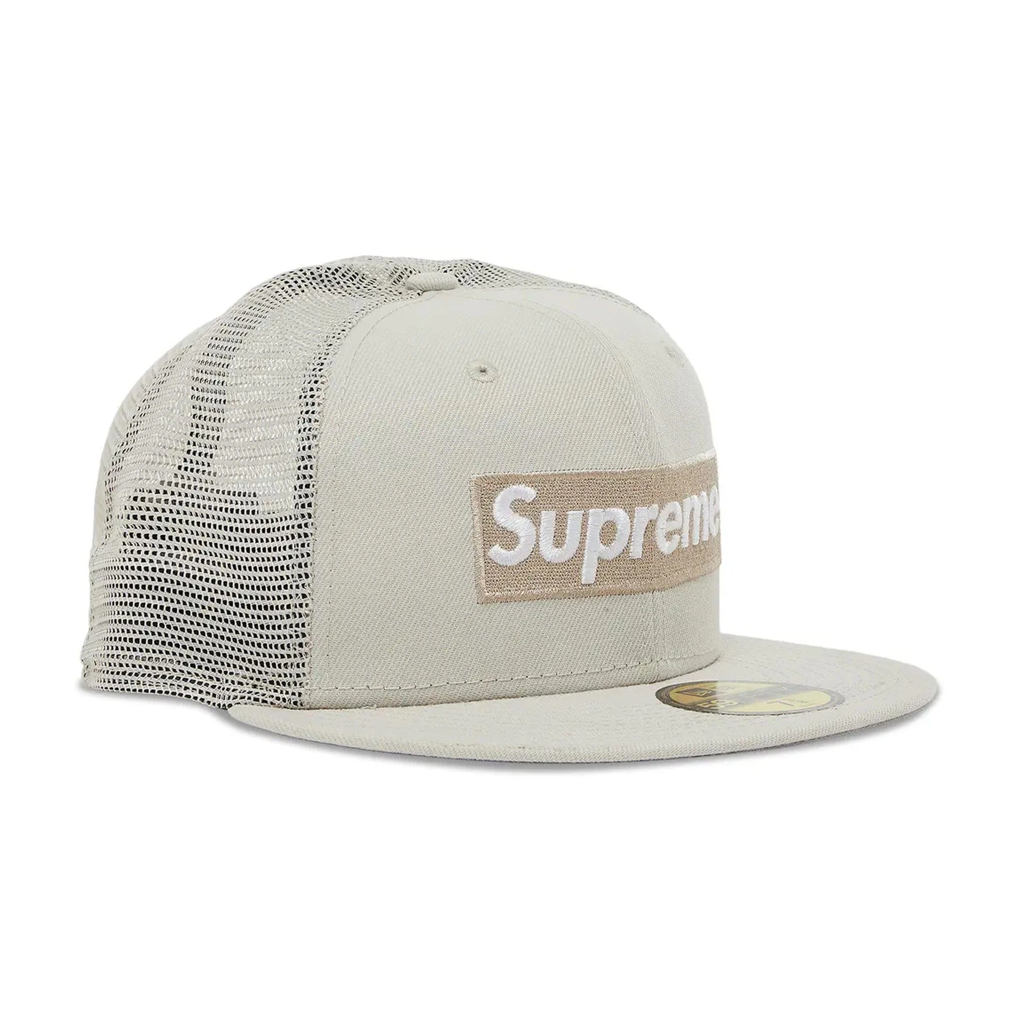 Supreme Box Logo Mesh Back New Era Hat 'Stone' (2023)