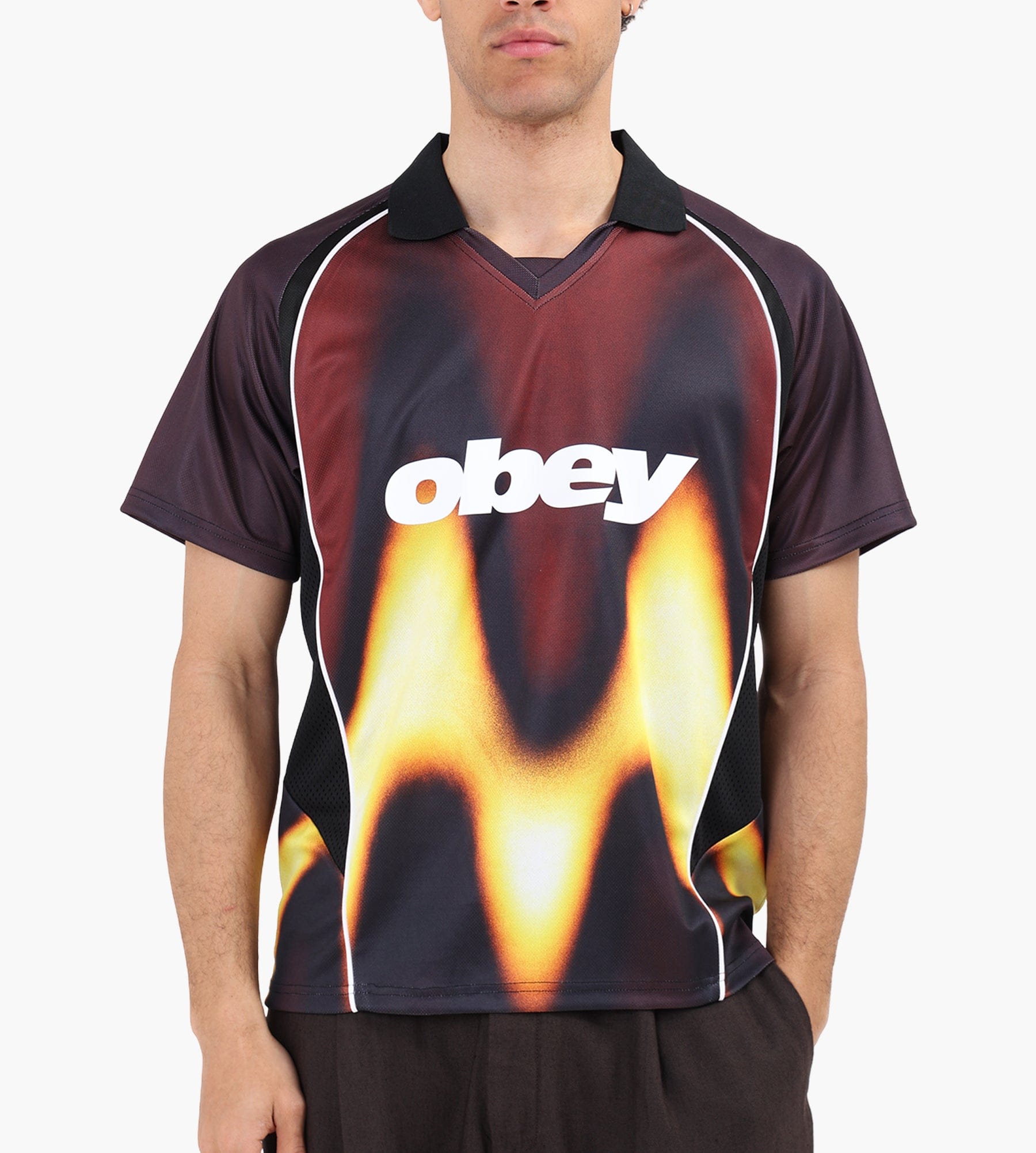 Obey Blurred Soccer Jersey Burnt Red