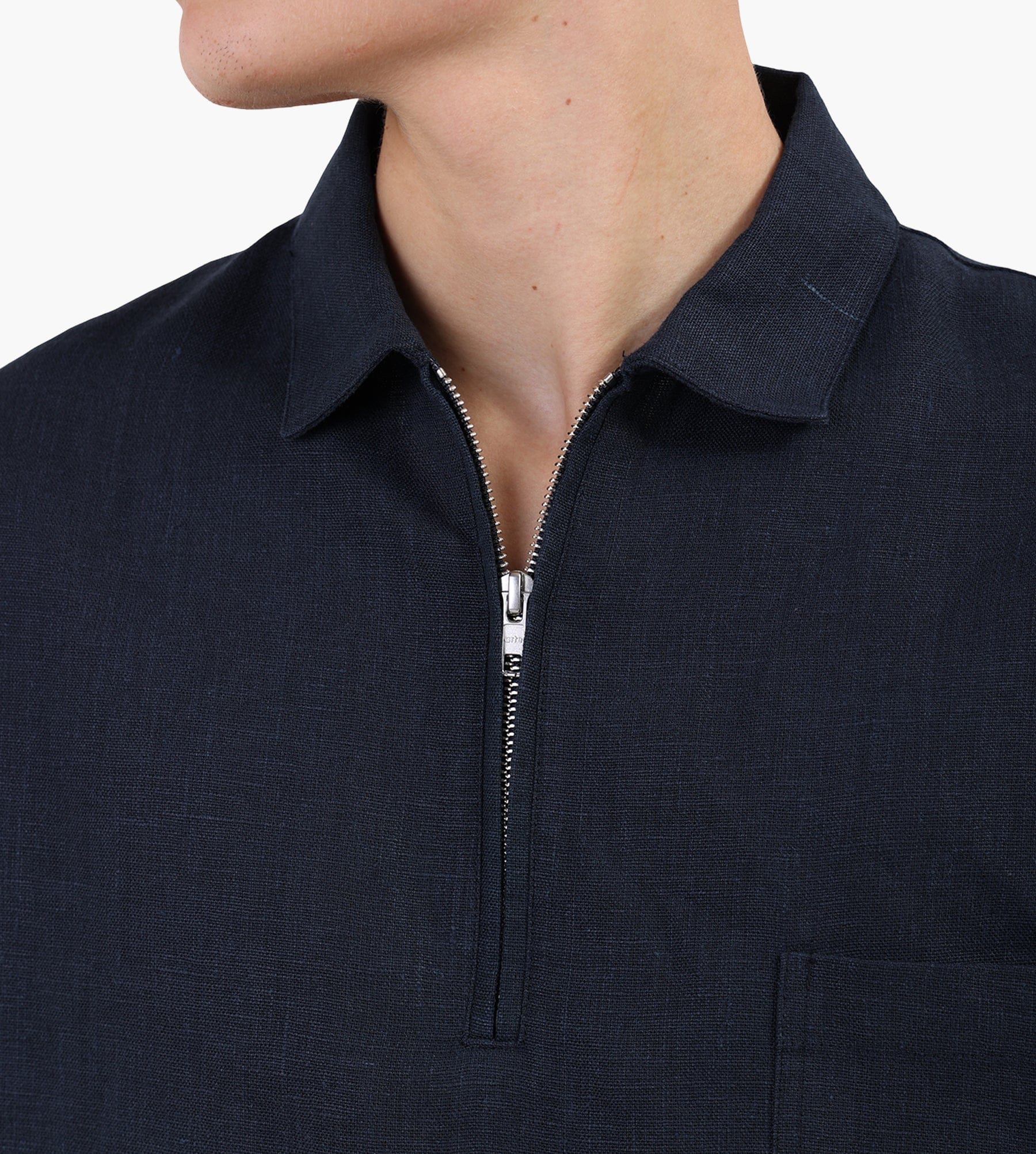 Arte Antwerp Linen Quarter Zip Pullover Navy