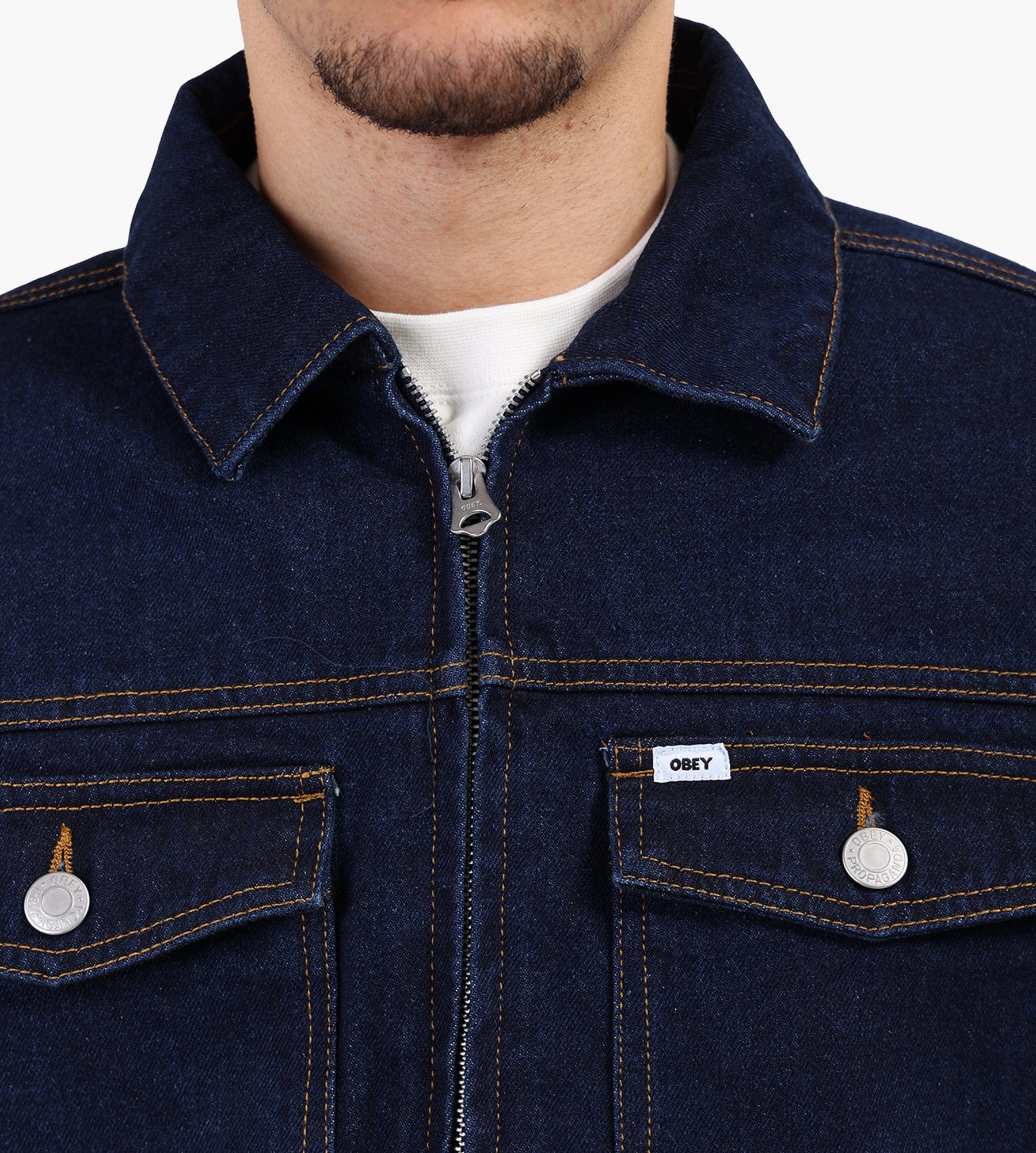 Obey Base Trucker Jacket Rinse Indigo