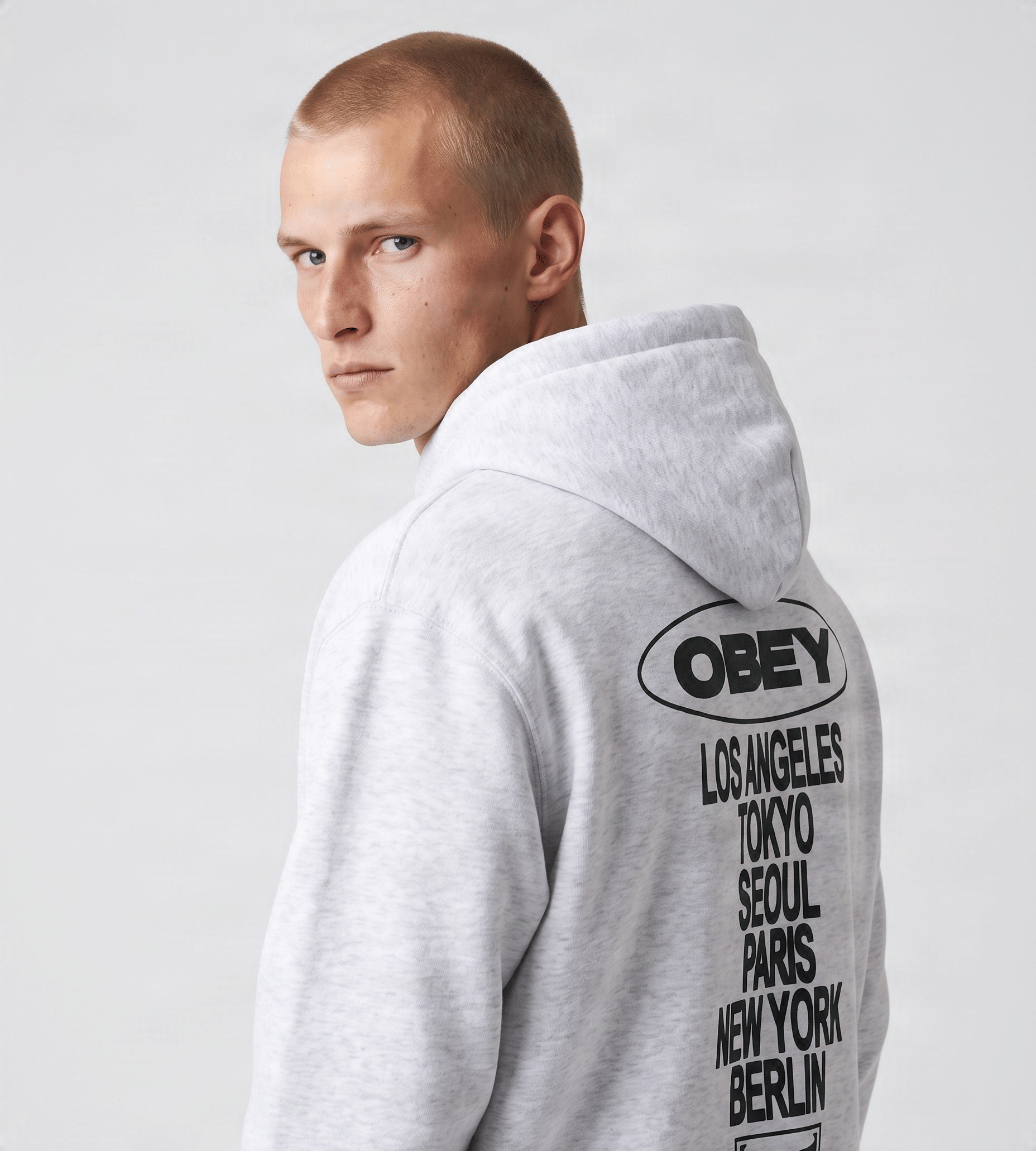 Obey Oval Cities Hoodie Ash Grey