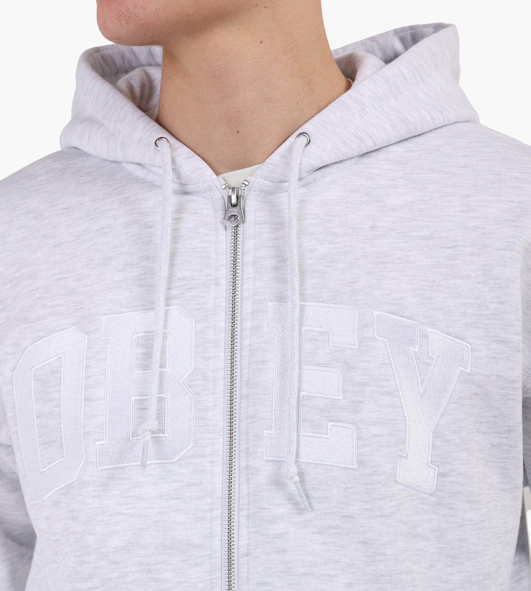 Obey Collegiate Zip Hoodie Ash Grey